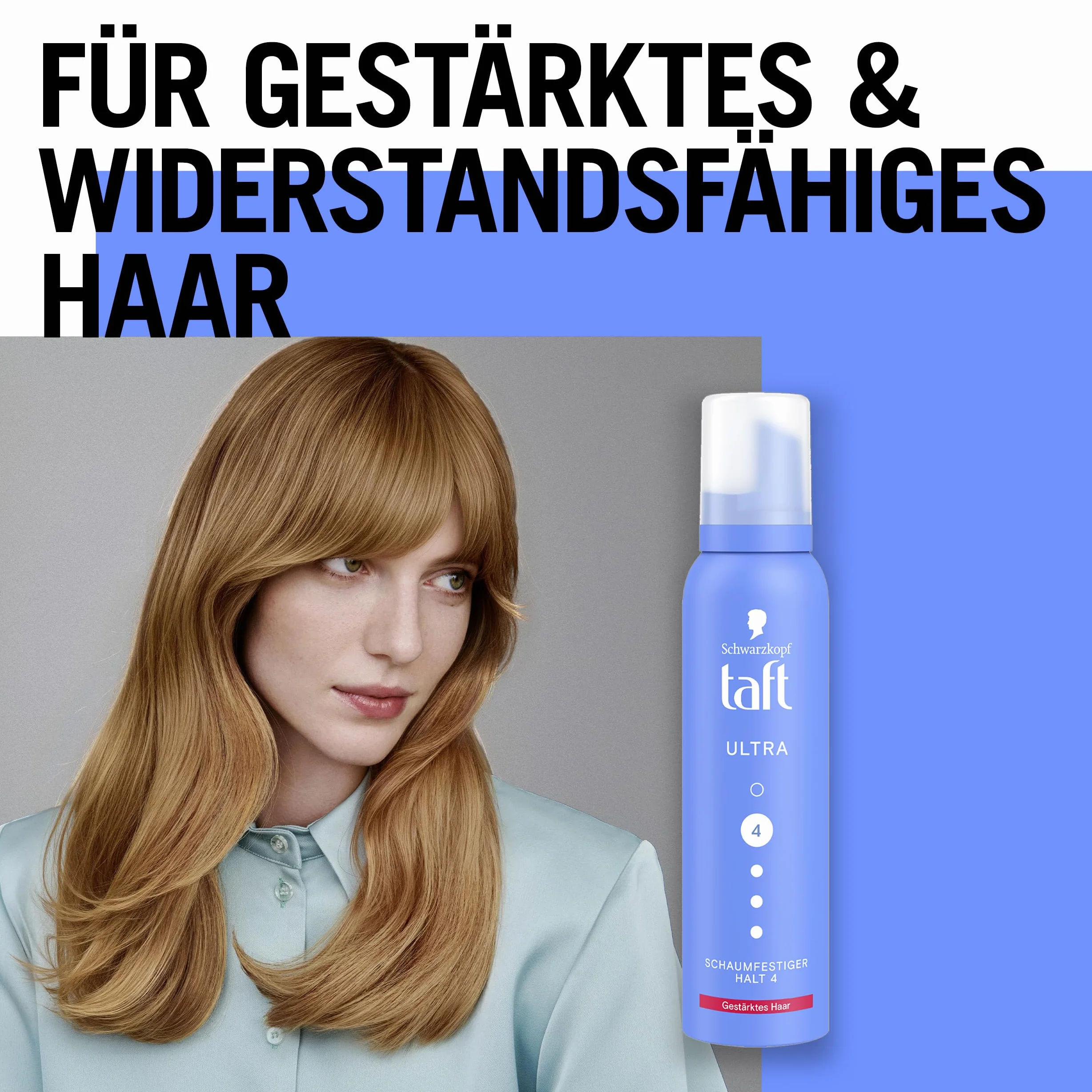 Schwarzkopf TAFT pianka do włosów Ultra (150 ml), stopień utrzymania 4, pianka do włosów do wszystkich rodzajów włosów, wzmacnia włosy, wegańska formuła*