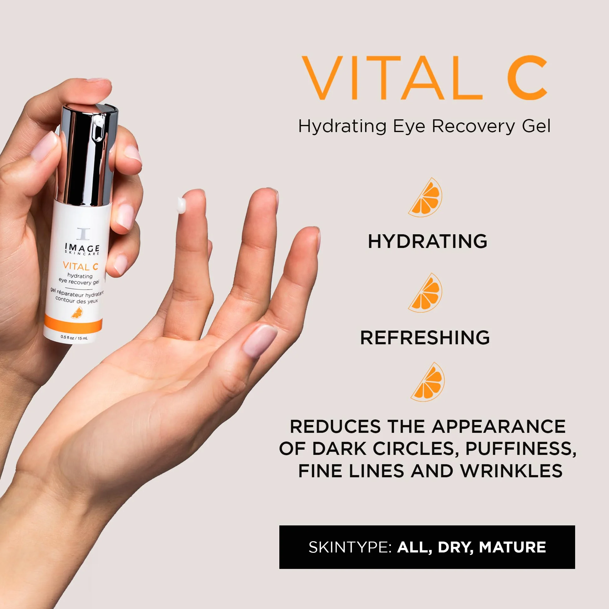 Image Skincare Vital C Hydrating Eye Recovery Gel 15 ml – kojący żel pod oczy z witaminą C, redukuje opuchliznę i cienie pod oczami, wygładza drobne linie i zapewnia intensywne nawilżenie
