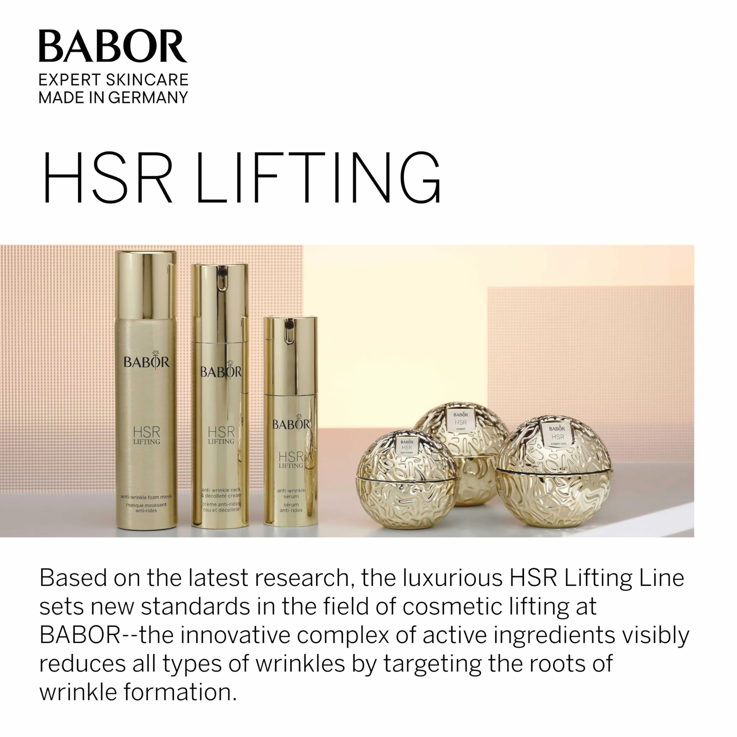 BABOR HSR LIFTING Krem pod oczy przeciwko cieniom pod oczami i workom pod oczami, wygładzający krem przeciw starzeniu się, do każdej skóry, z witaminą E i olejkiem migdałowym, 1 x 30 ml