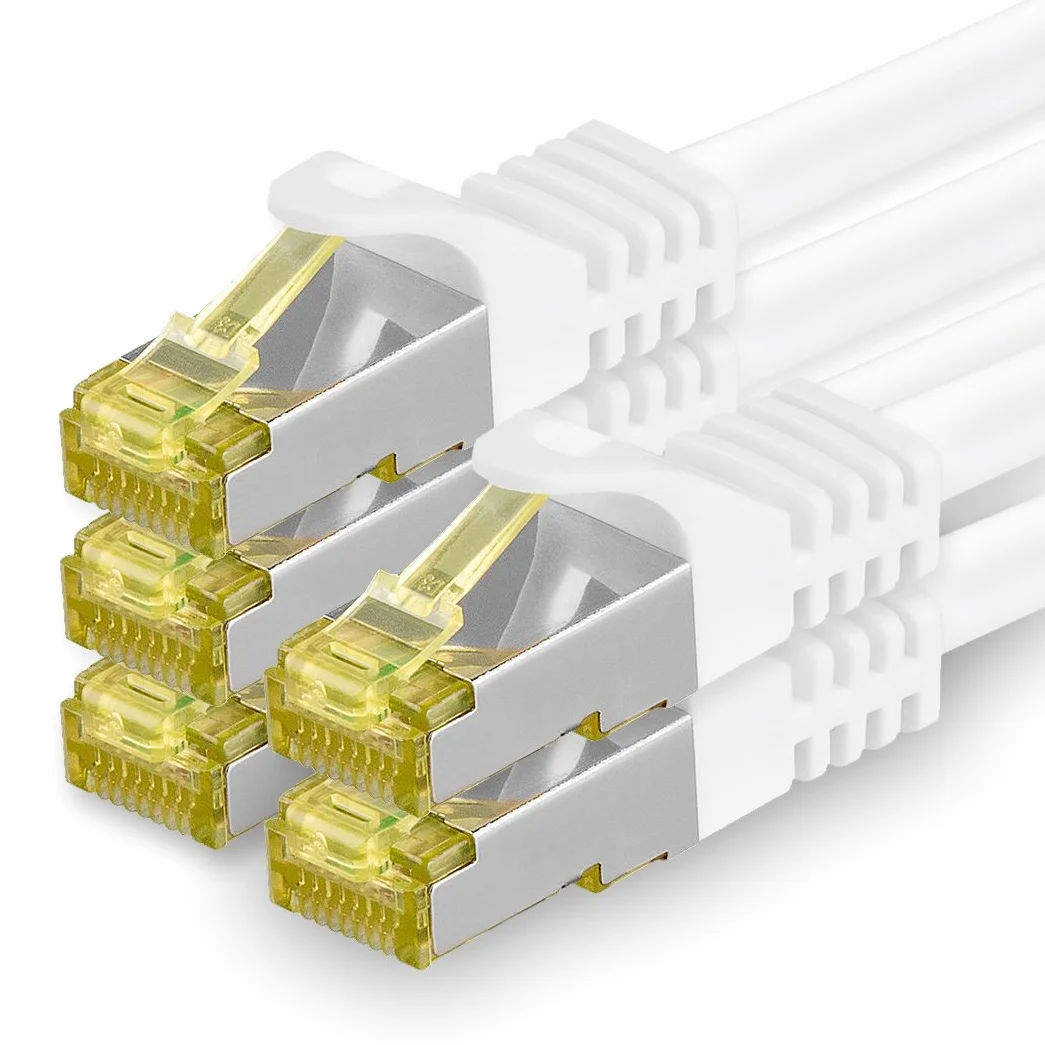 5 x 1,0 m - CAT-7 Cat.7 kabel sieciowy, Ethernet, Lan & Patch kabel RJ-45 SFTP 10 GB/s - biały