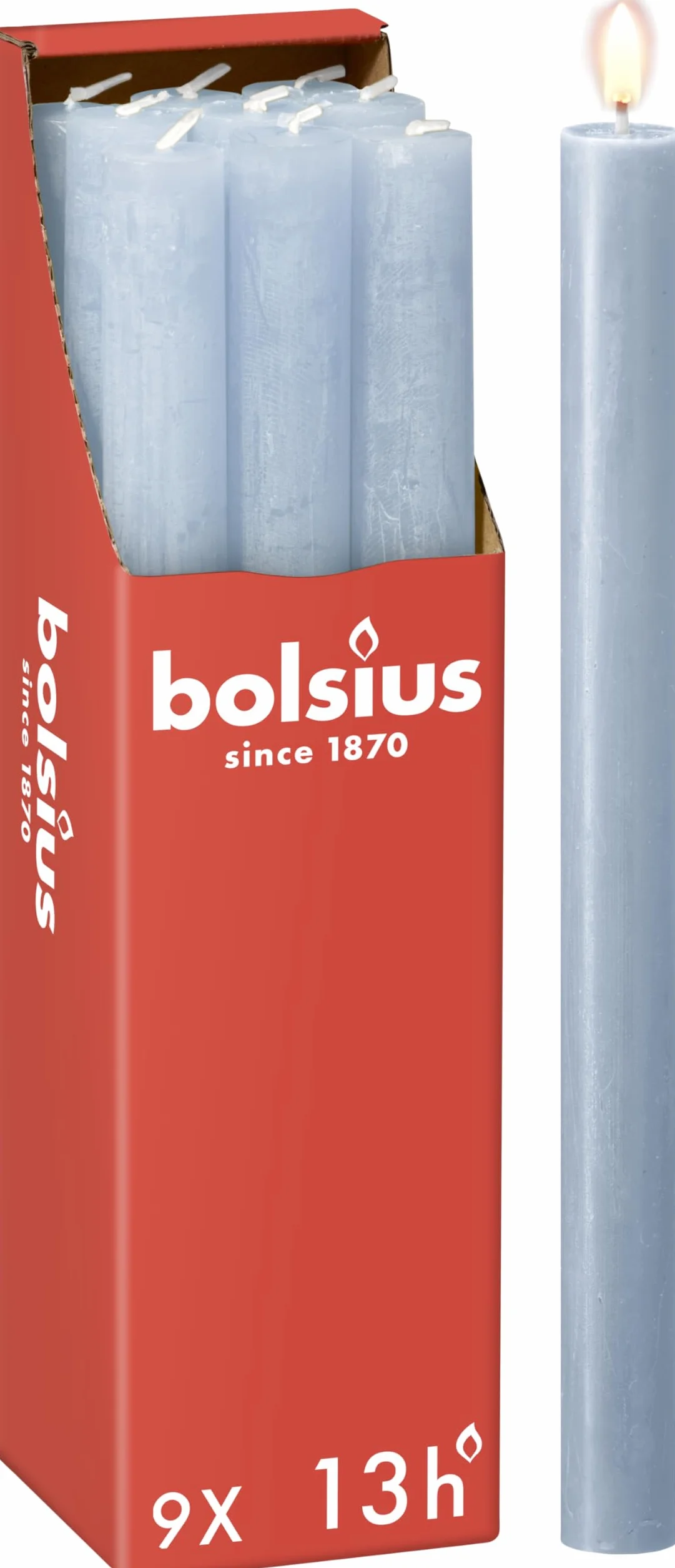 Bolsius Świeca Stołowa Jasnoniebieski 9 Sztuk