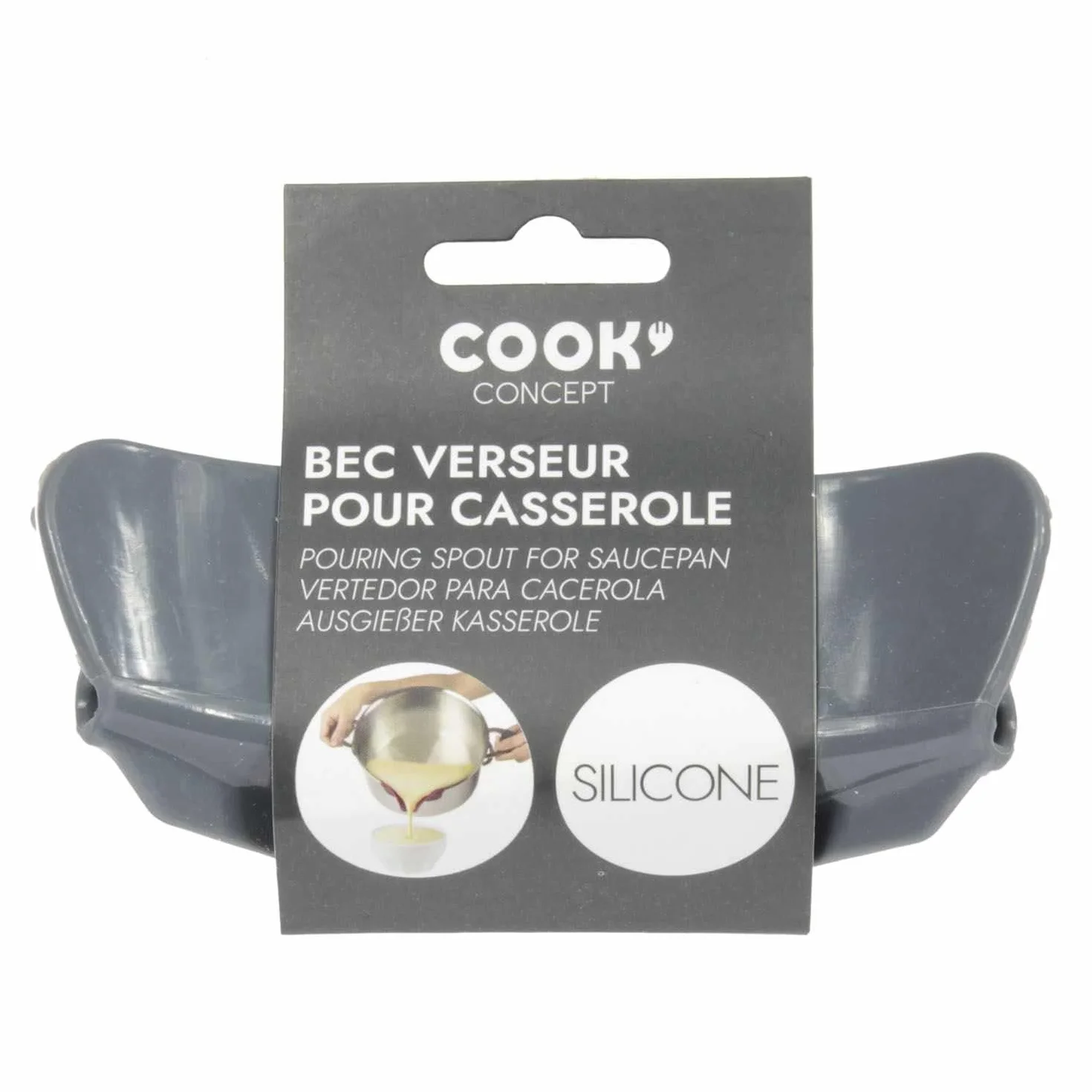 Silikonowa wylewka do garnków COOK CONCEPT KU64321, odporna na ciepło, 12x5 cm, czarna