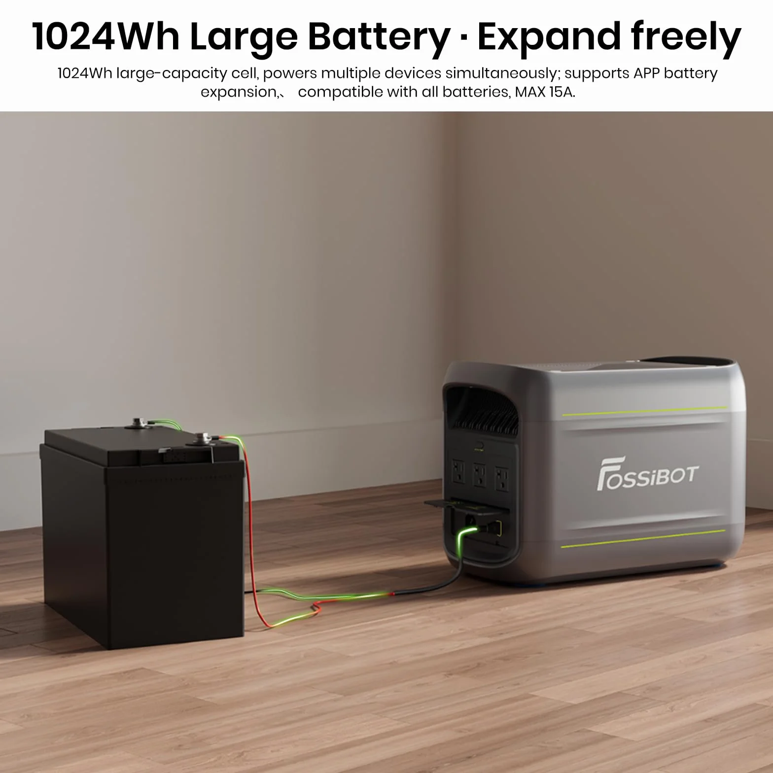 Fossibot Polska F1800 Wyposażony 200W panel słoneczny, Przenośna Elektrownia 1024Wh LiFePO4 -Stacja Zasilania, 1200W Power station 7 portów，5-letnia gwarancja