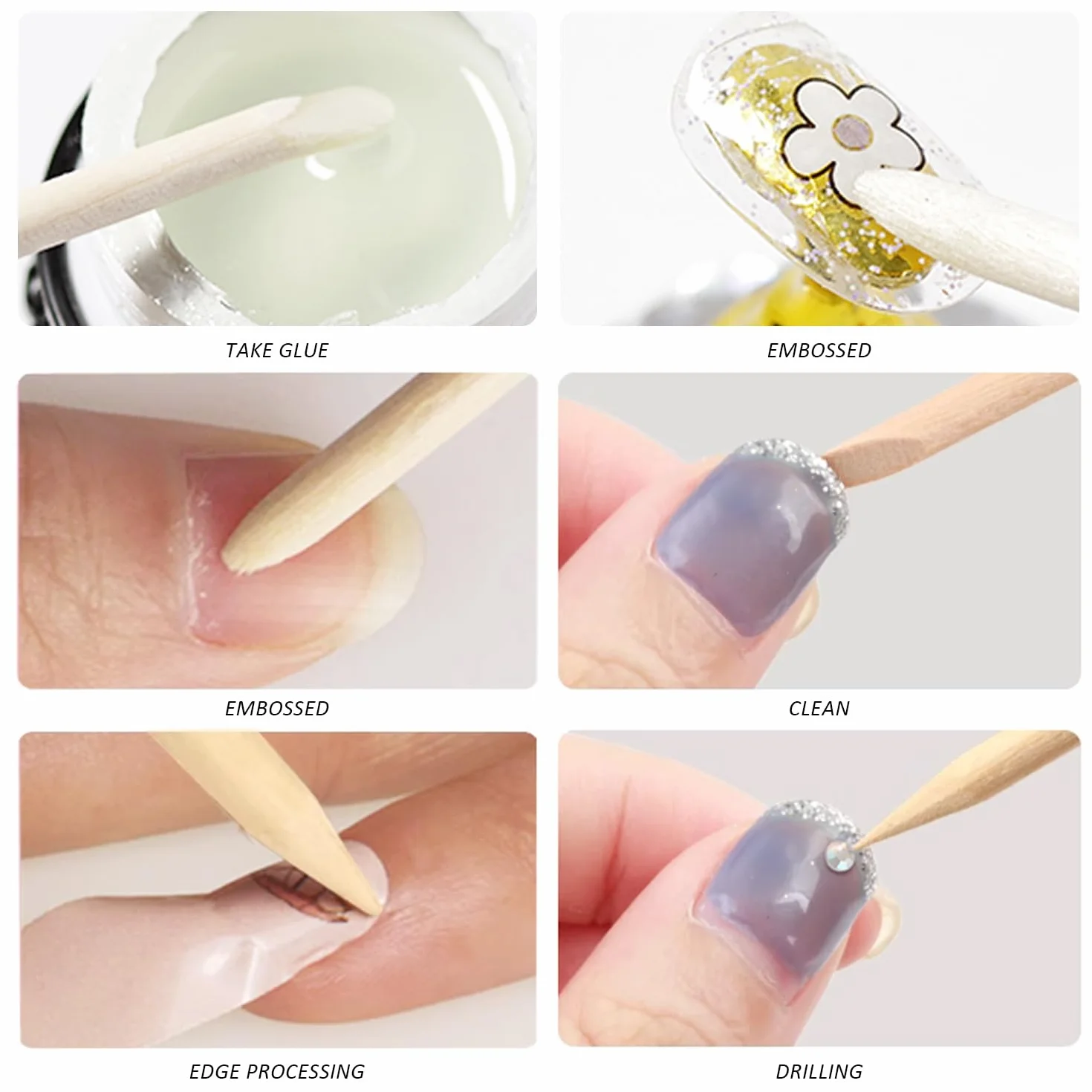 120 drewnianych szpilek do manicure z 2 kolorowymi paskami do manicure podwójne końce drewno z podwójnym końcem pomarańczowy drewniany kij do paznokci sztuka pedicure pielęgnacja skórek