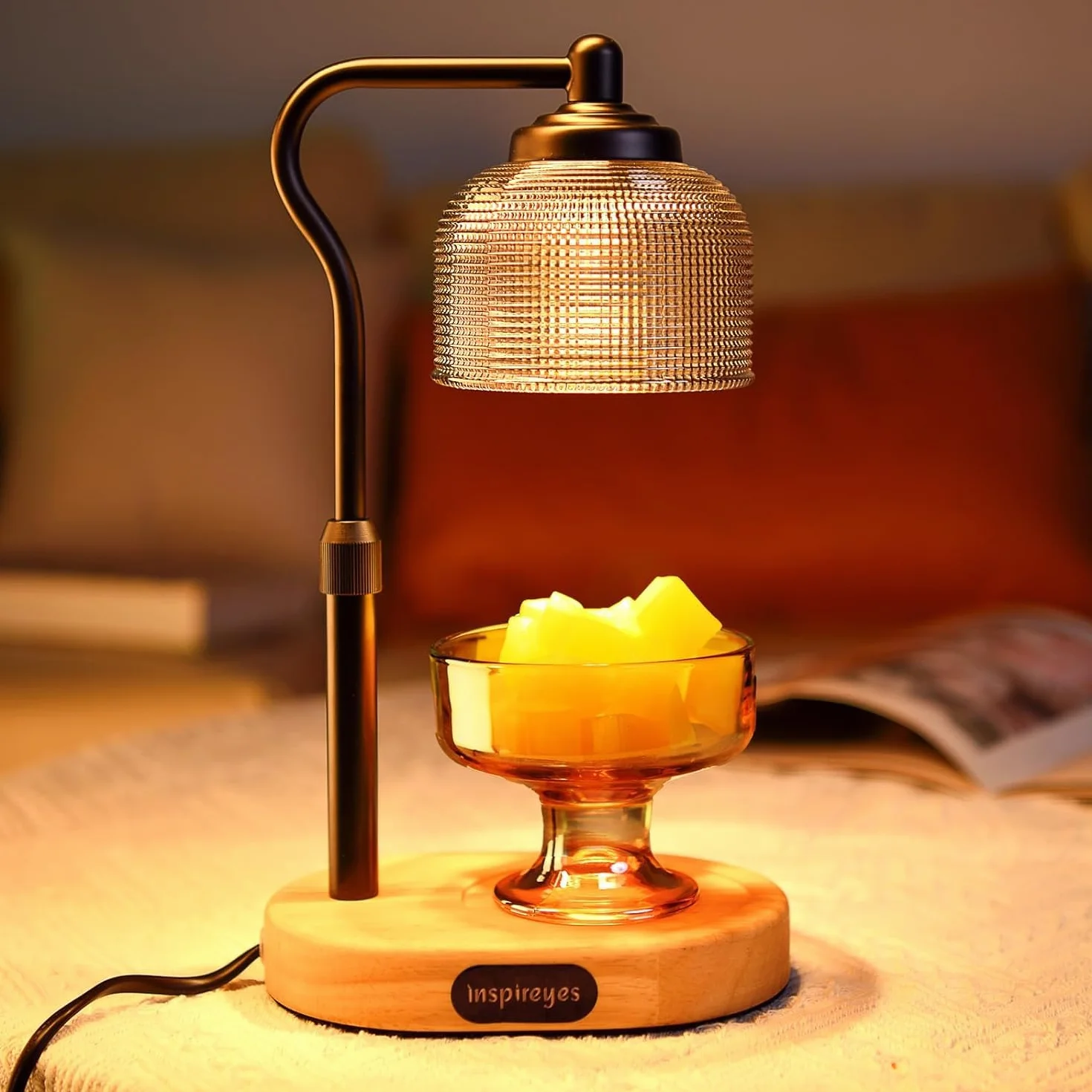 Inspireyes Świeca podgrzewana lampa, elektryczny grzejnik do świec z timerem, ściemniacz