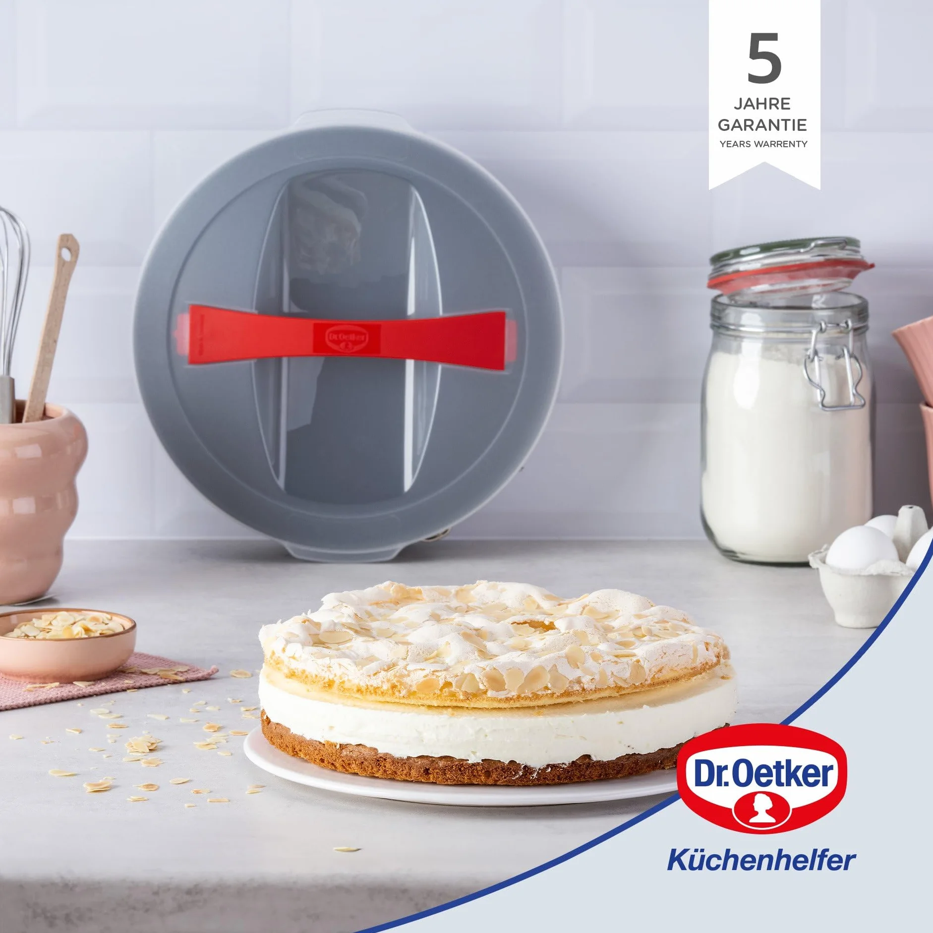 Dr.Oetker Forma do pieczenia Bake & Go z pokrywką Ø 26 cm w kolorze czarnym, stal nierdzewna, 26 x 26 x 7 cm
