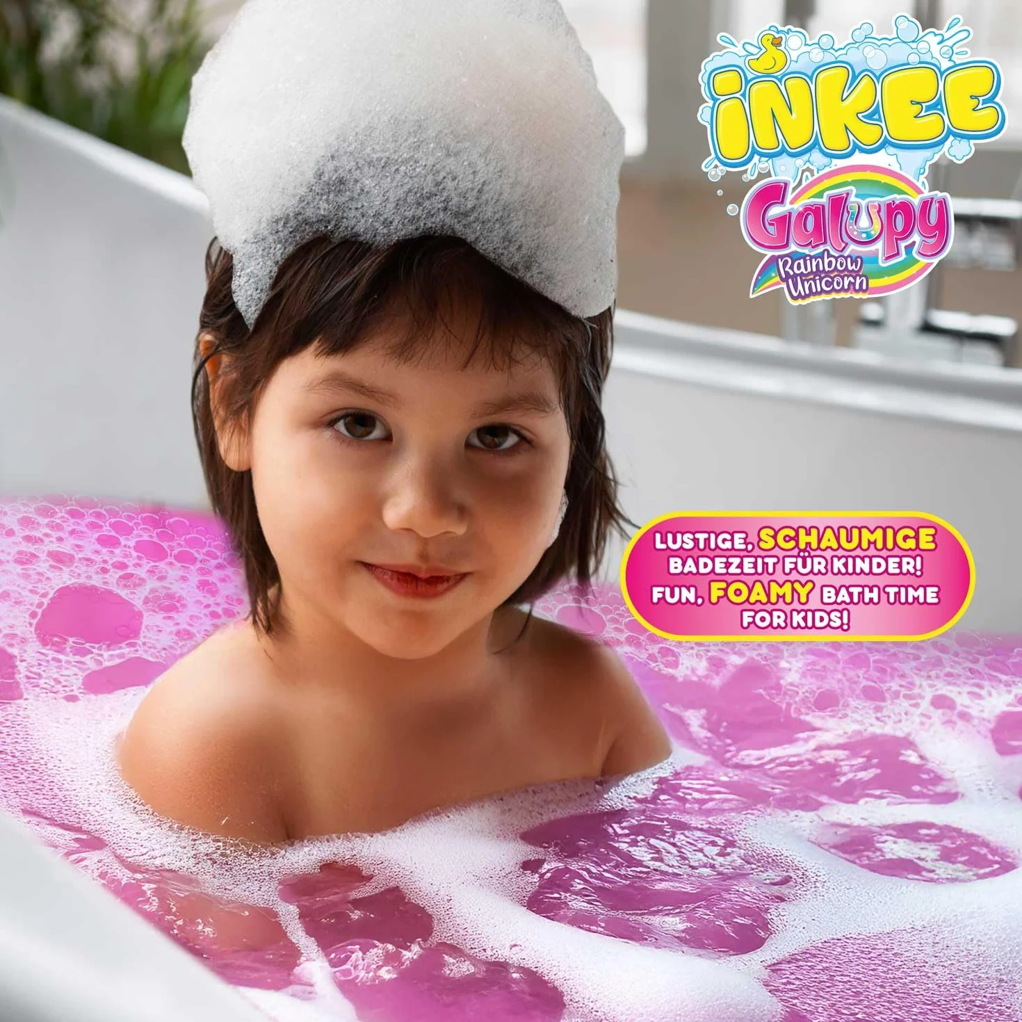INKEE Płynna Pianka do Kąpieli Galupy Unicorn | Jednorożcowy Płyn do Kąpieli dla Dzieci z Aloesem i Aromatem Żelków Haribo, 40g