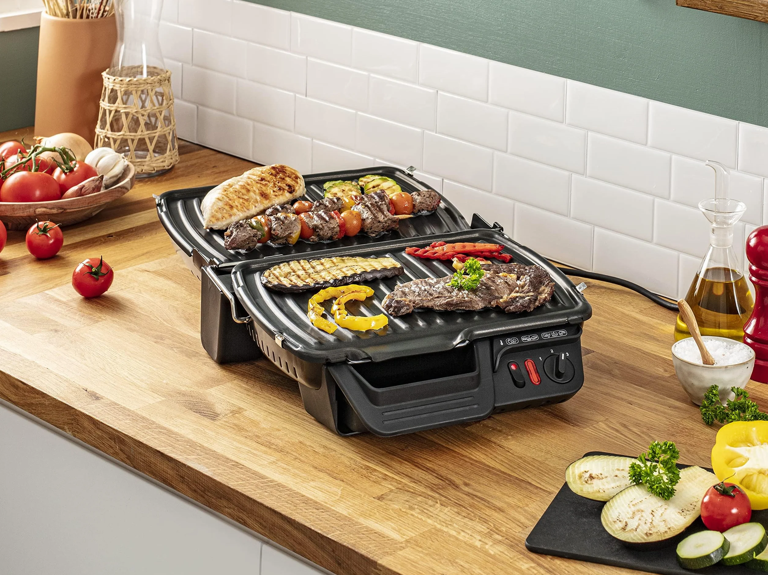 Tefal Gc3060 Grill Elekryczny Srebrny 38.3 x 21 x 38.8 cm 4.13 kg