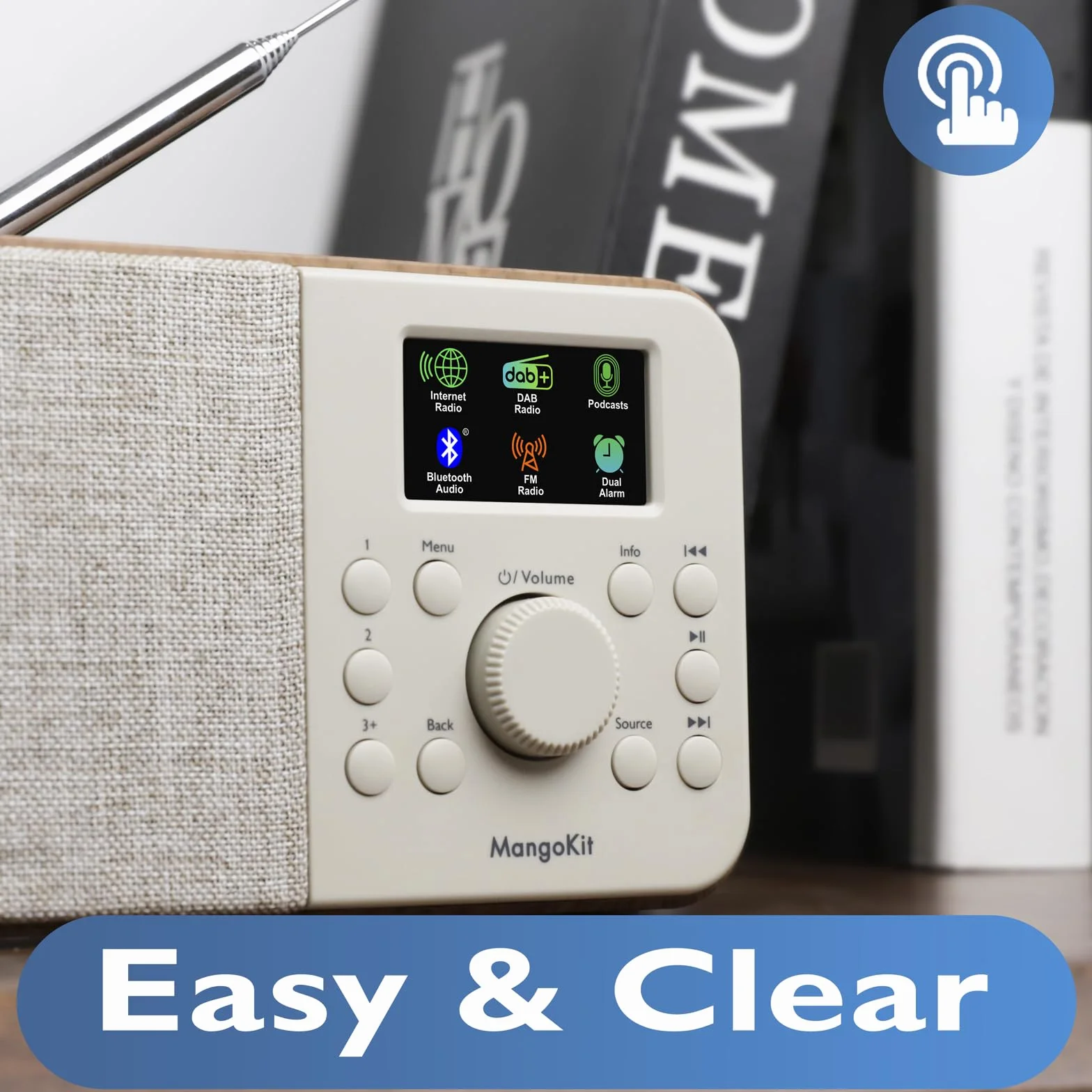 SR-L Przenośne radio DAB z Bluetooth 5.3-DAB+, radio FM i internetowe z Wi-Fi, podcastami, 150 ustawieniami, radio z budzikiem, radio kuchenne z kolorowym wyświetlaczem, zasilanie sieciowe