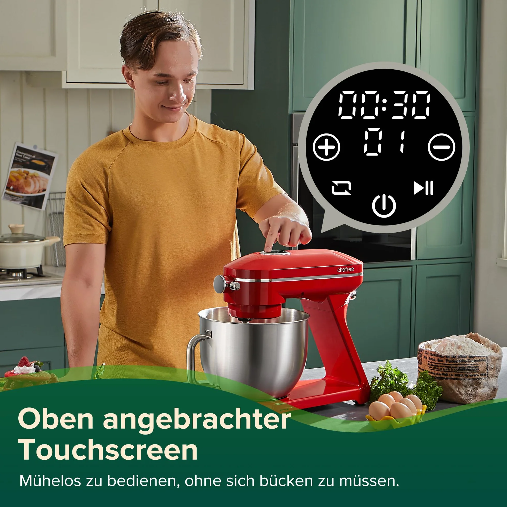 Chefree Robot Kuchenny 1800W 7L 10 Biegów M500 Czerwony