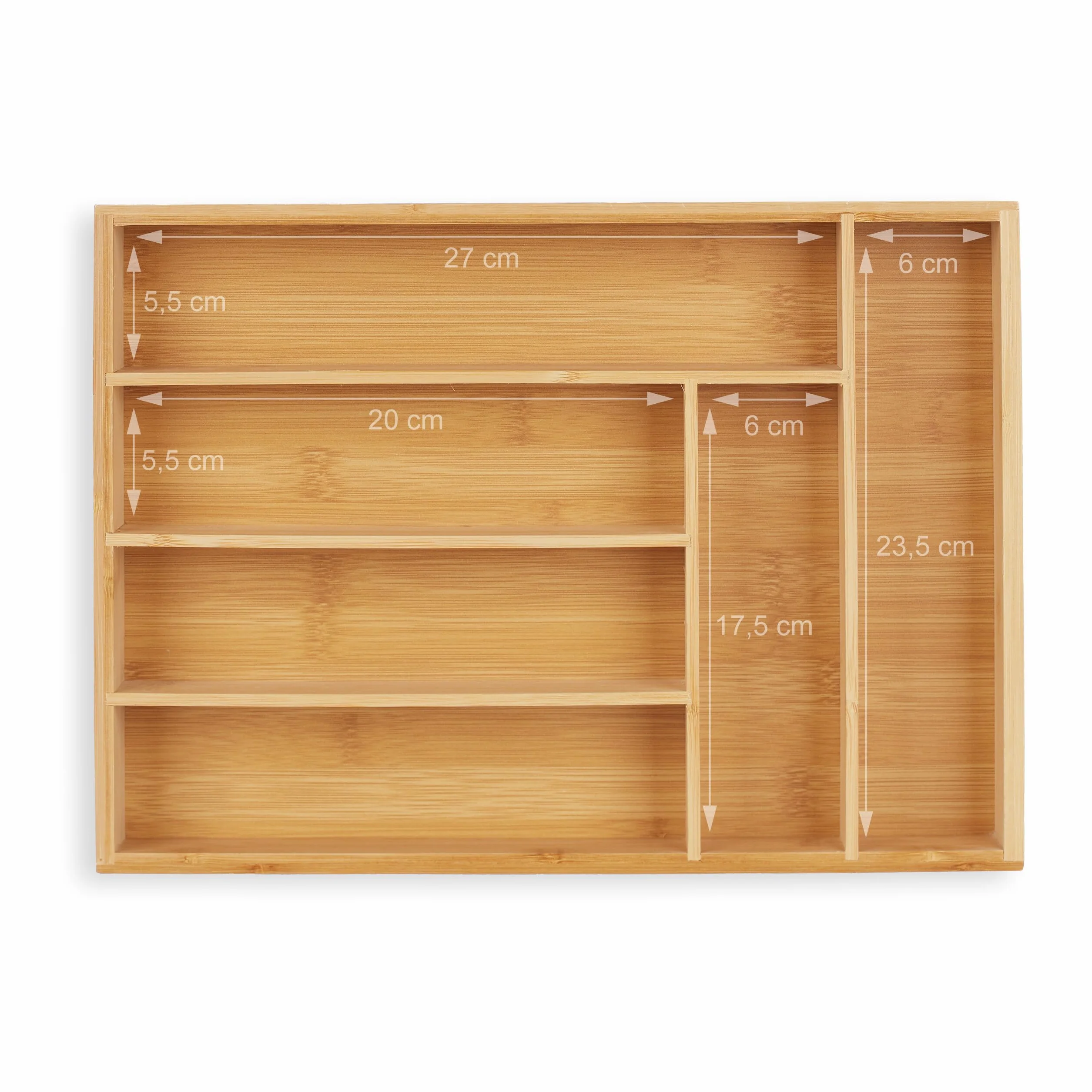 Relaxdays Taca na sztućce wkładka szufladowa bambus 6 przegród 5x25,5x35,5 cm naturalna