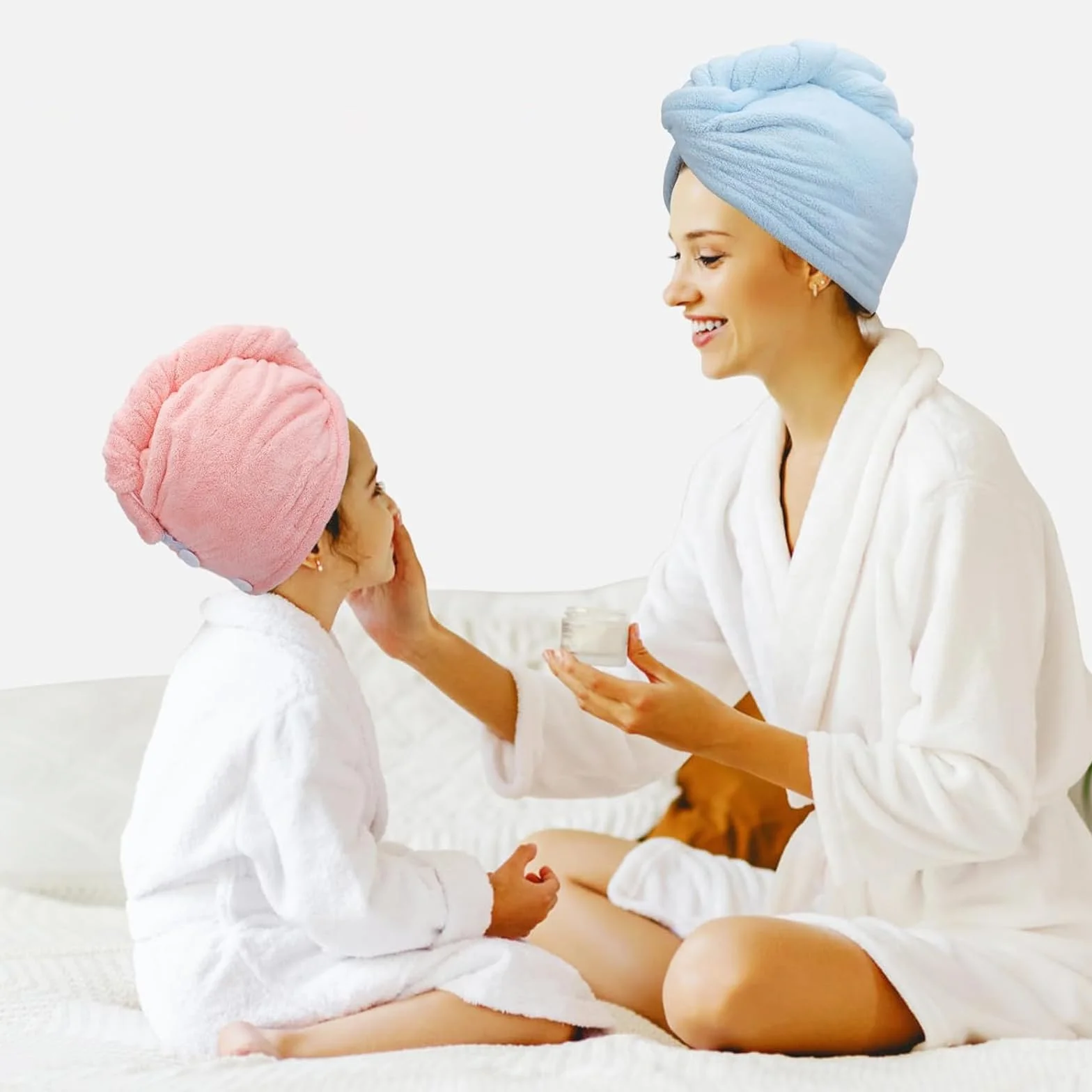 2 sztuki turbanów do włosów z guzikiem, chłonny ręcznik z mikrofibry, szybkoschnący i miękki, do wszystkich rodzajów włosów, takich jak loki i długie włosy