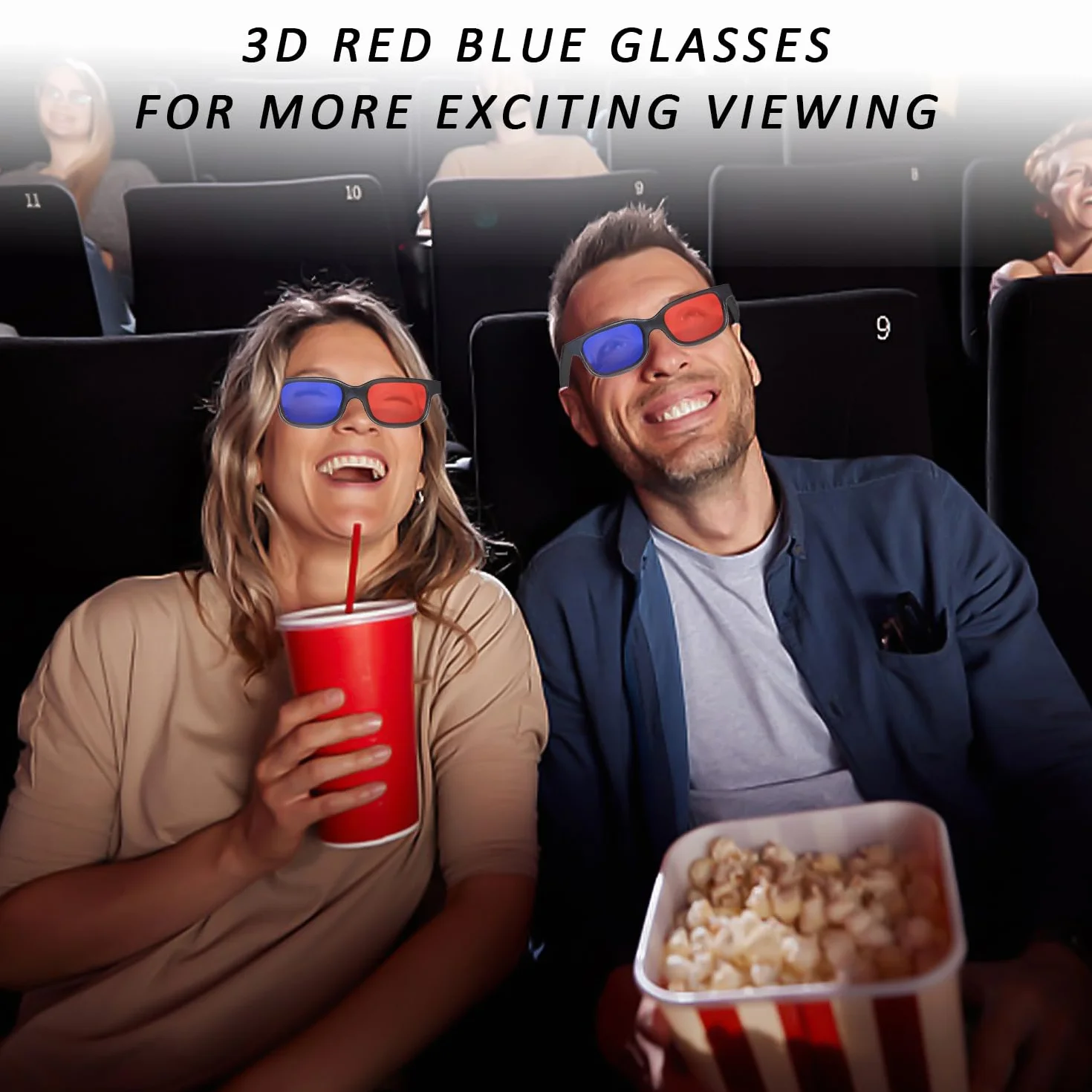 Czerwone i niebieskie okulary 3D, okulary przeciwsłoneczne 3D, przeciwmgielne i odporne na zarysowania, odpowiednie na pokazy świetlne, imprezy wakacyjne, kino domowe, kino