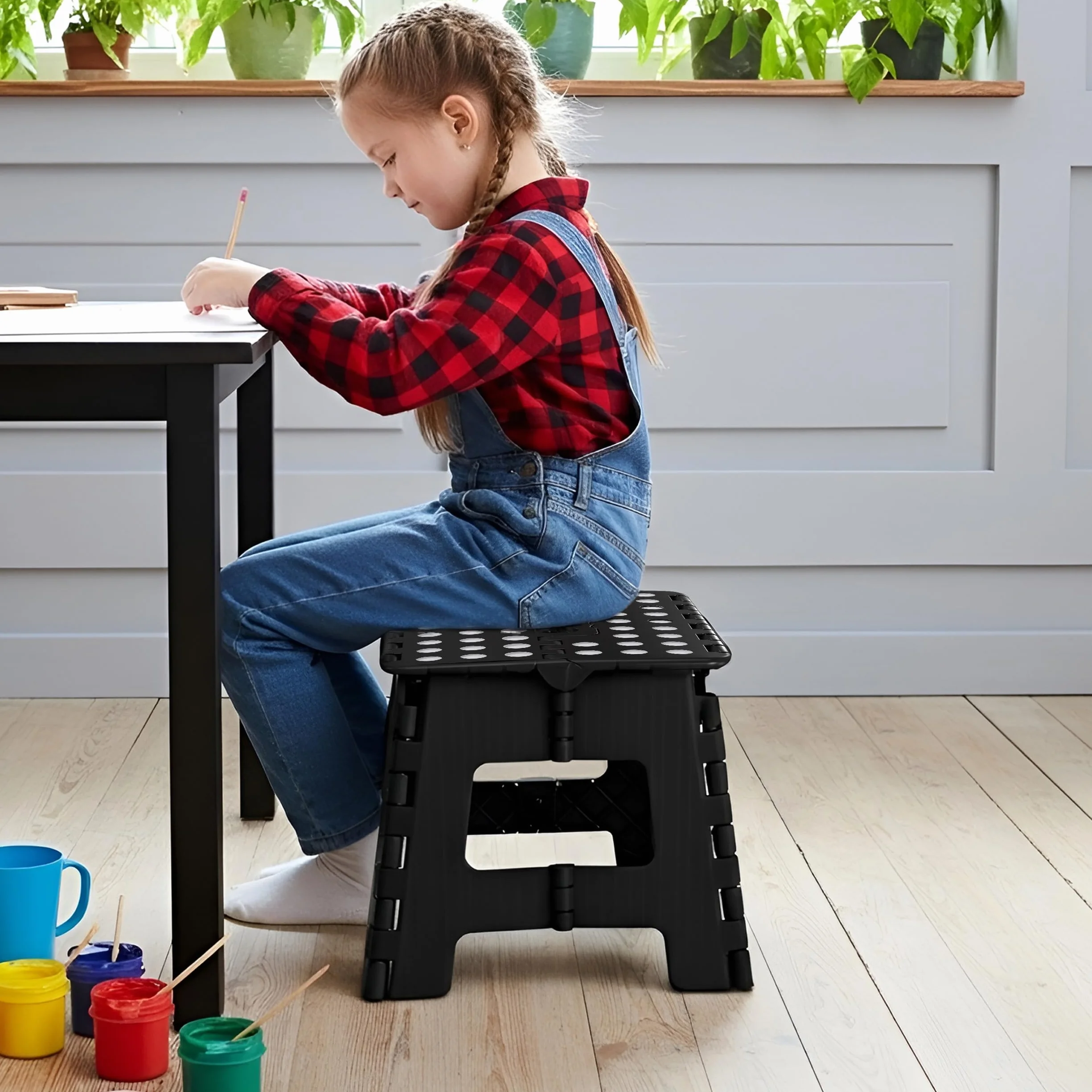 Utopia Home Składany Taboret Schodkowy 23 cm 136 kg Czarny 2 szt