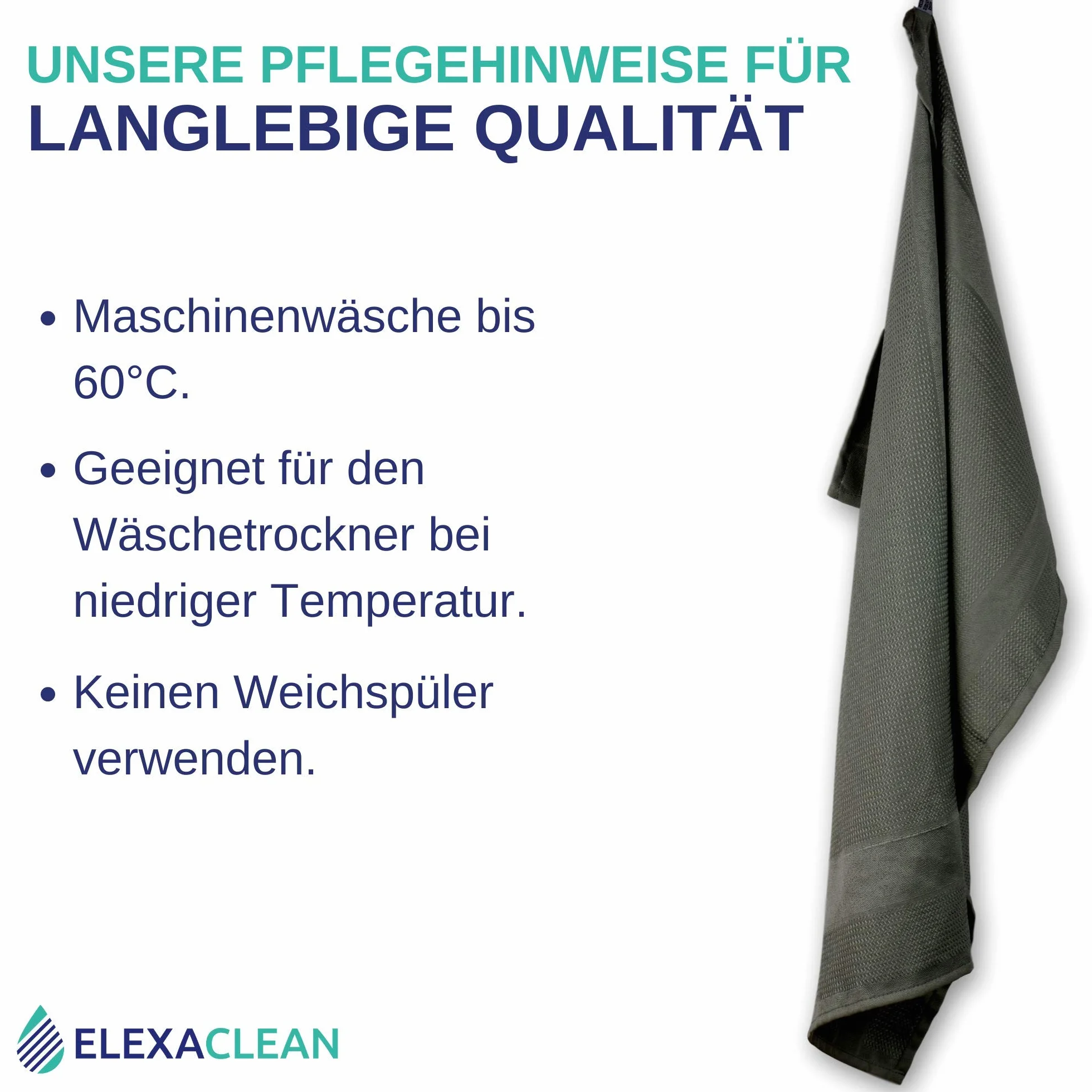 Ręczniki kuchenne mikrofibra ELEXACLEAN 6 szt. 68x42 cm antracyt chłonne pranie 60°C