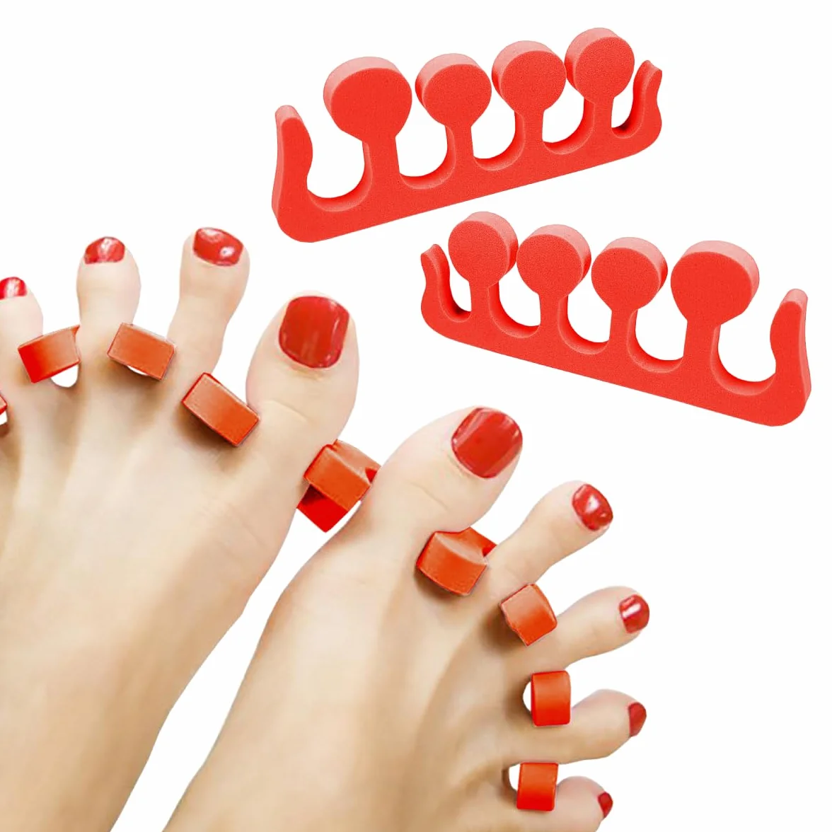 Separator do palców u stóp, 2 szt. Miękka pianka piankowa Gąbka do paznokci Przegrody do paznokci do paznokci, separatory do pedicure i manicure (pomarańczowy)