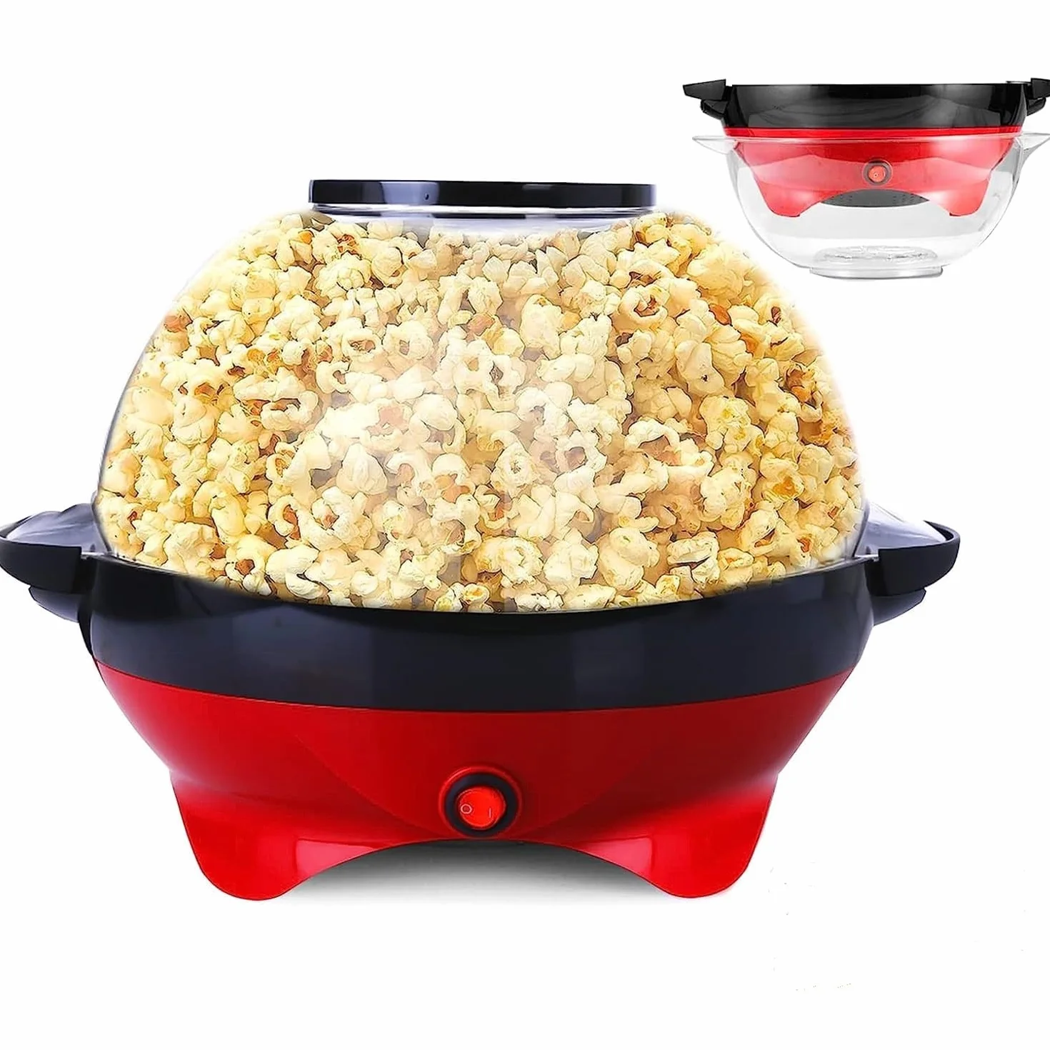 Yabano Domowa maszyna do popcornu 5 l, 800 W, nieprzywierająca płyta grzewcza, automatyczne mieszanie
