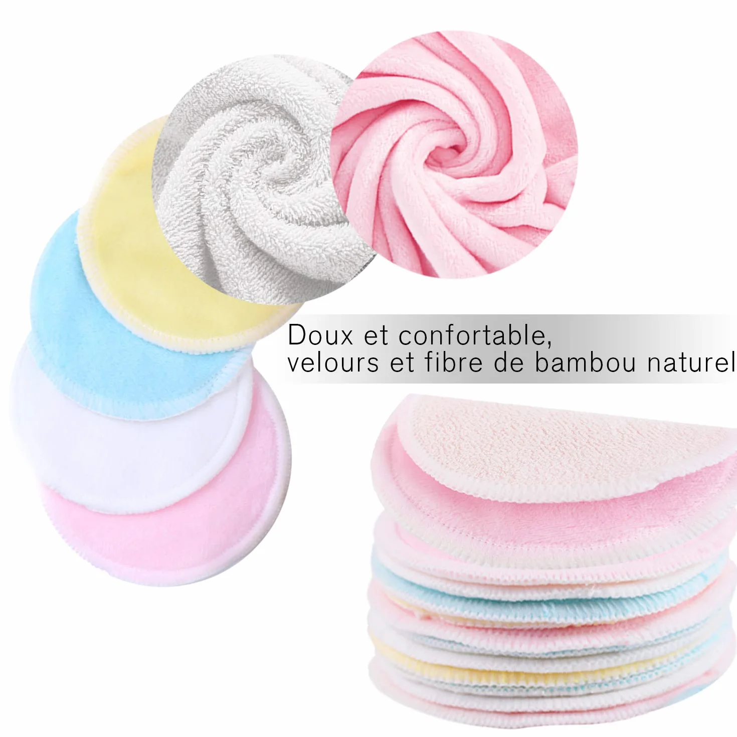 Waschbare Abschminkpads Wiederverwendbare Wattepads?Abschminktücher aus Bambus?16 Stück?+ 2 mit Wäschebeutel?Makeup Entferner Pads - Superweich Umweltfreundlich, Wächst keine Bakterien