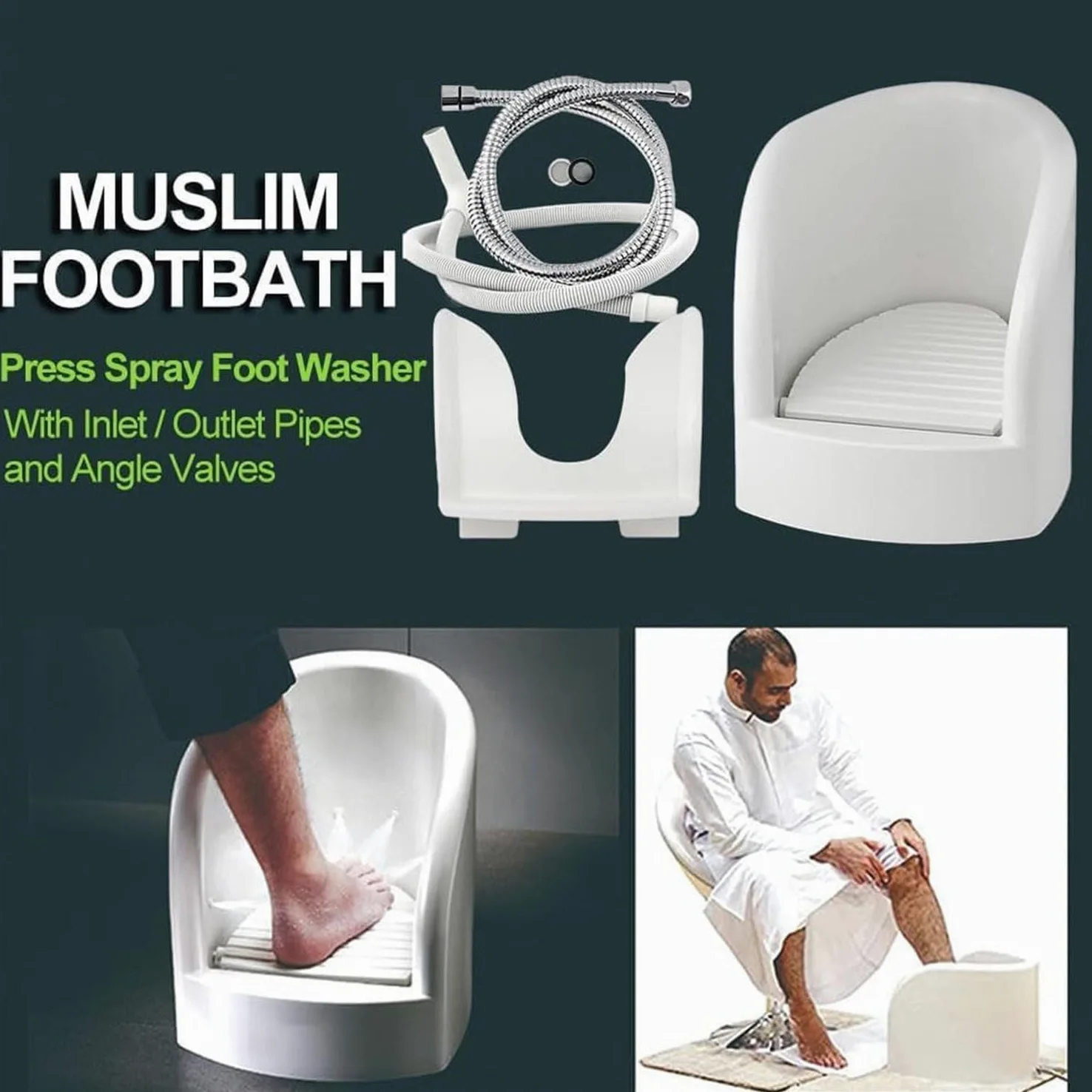 Muzułmańska Kąpiel Stóp Z Zaworami Kątowymi I Rurami Wlotowymi/wylotowymi, Do Pedicure, Myjka Natryskiem, Przybory Modlitwy, Wspomaga Krążenie Krwi Rewitalizację