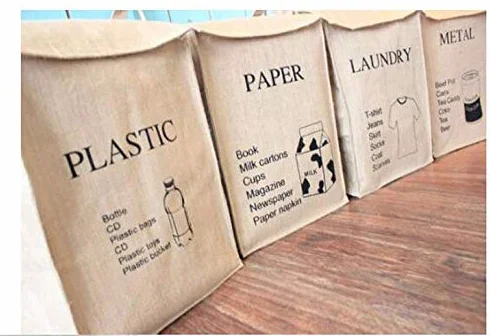 Torba do recyklingu z juty, pleciona juta, worki na śmieci do domu, kuchni, biura, naturalny styl, recykling, kosze na śmieci, organizer, kosze, pojemnik do recyklingu
