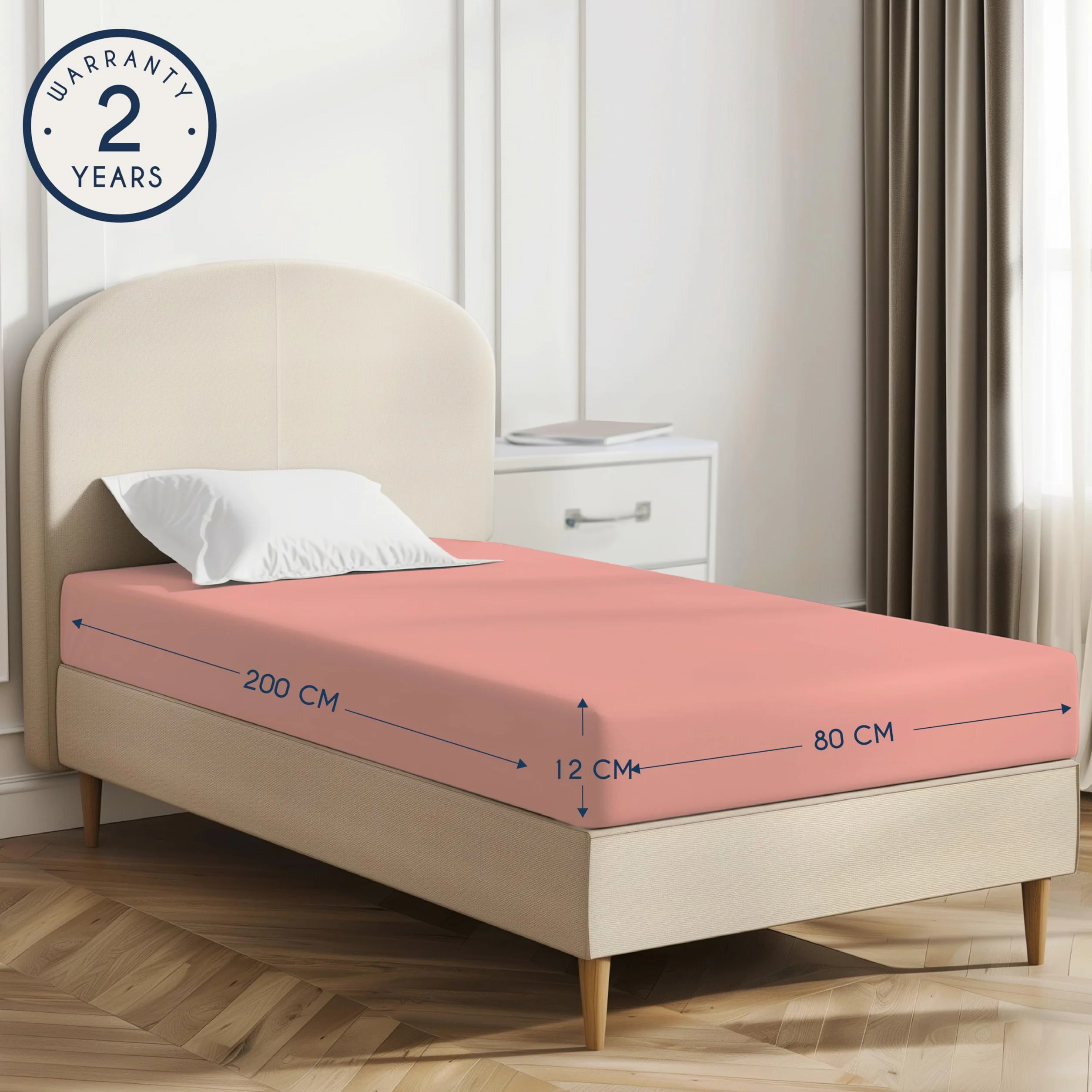 Prześcieradło z bawełny jersey 80x200x12 cm z gumką OEKO TEX różowe