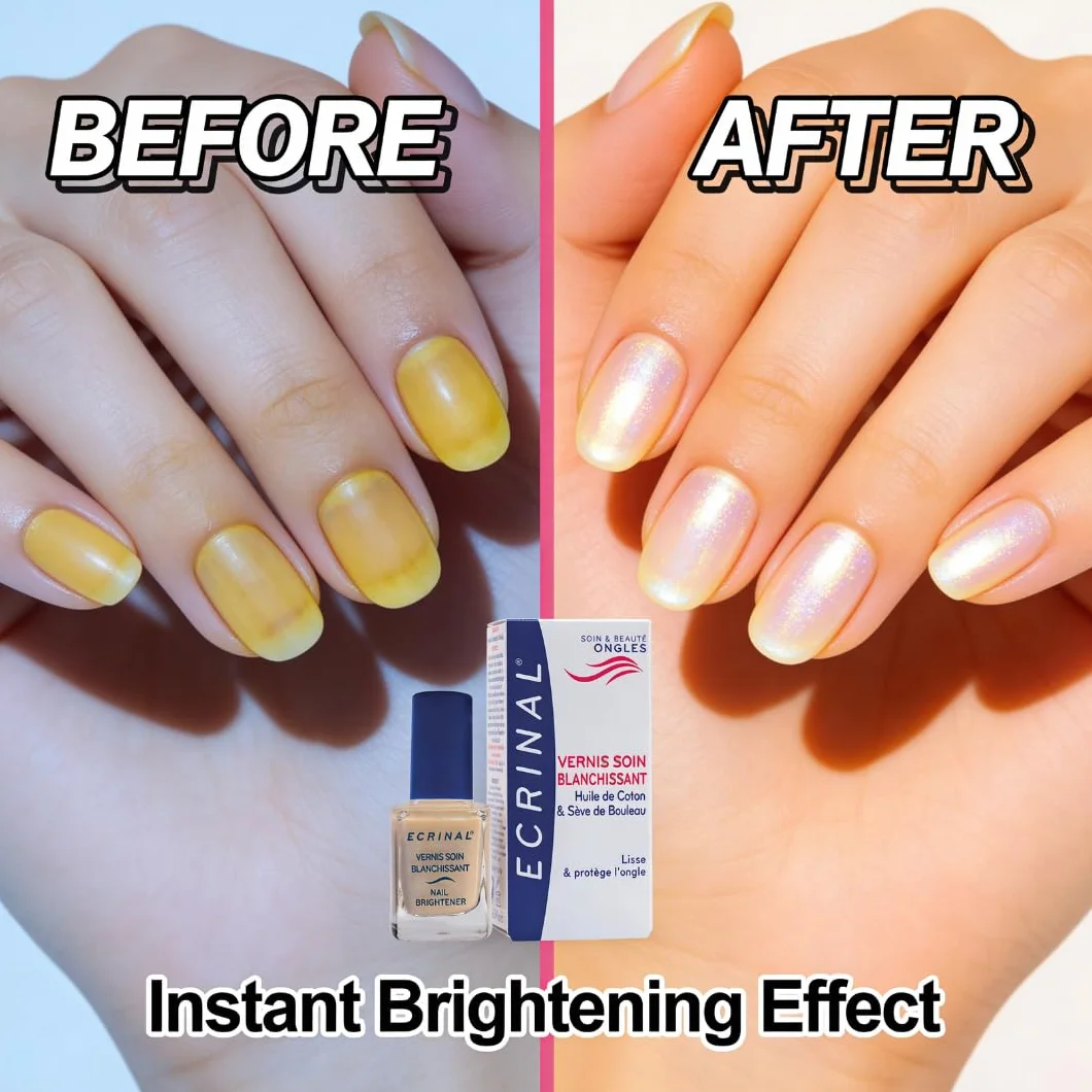 Ecrinal Nail Brightener, rozjaśniający lakier do pielęgnacji, wygładza i chroni paznokcie, 10 ml