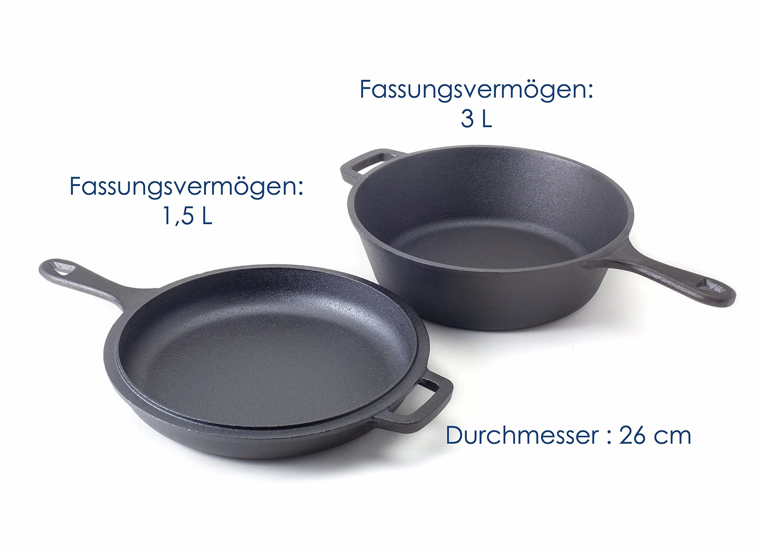 Hanseküche Rondel żeliwny 2 w 1 Ø 26 cm garnek z patelnią