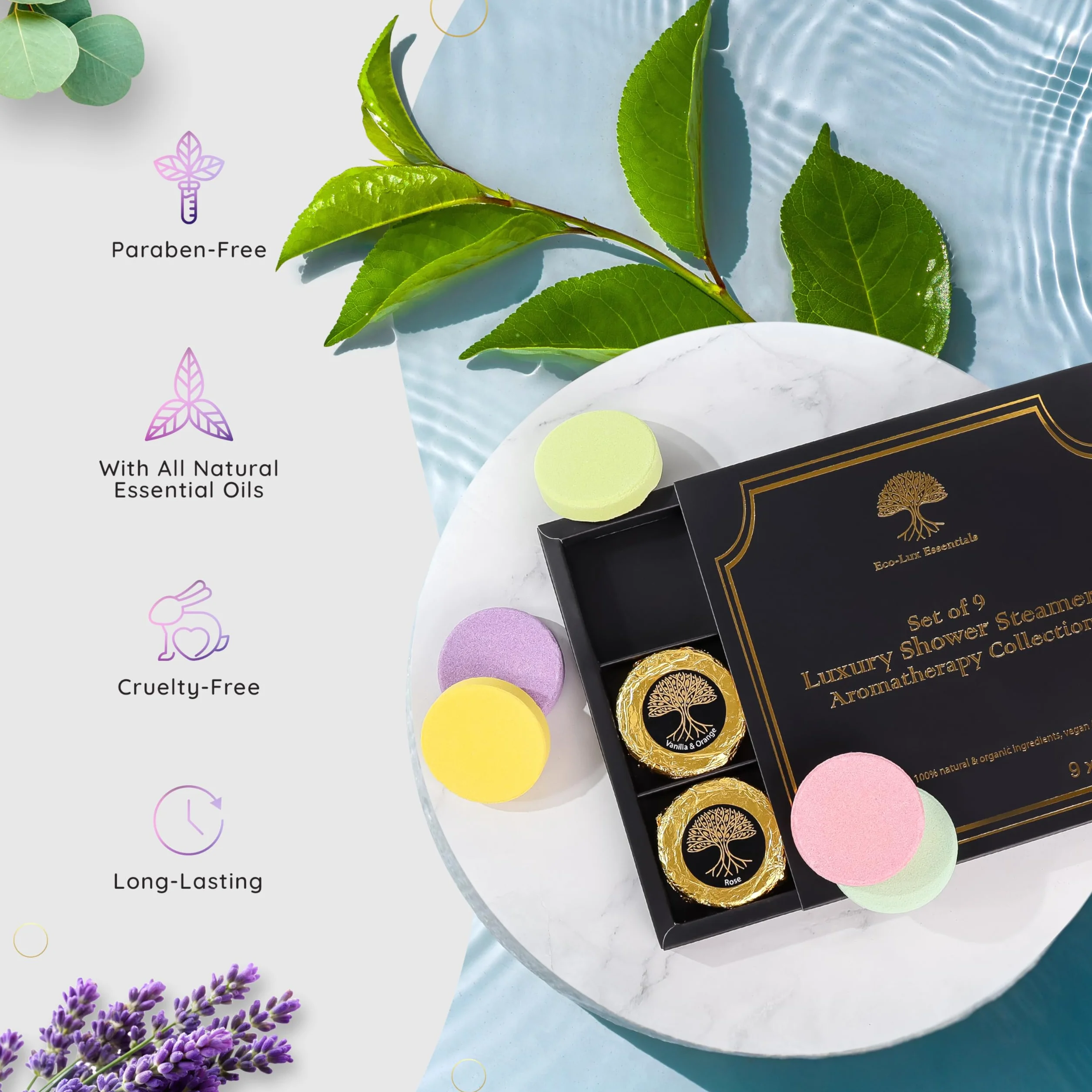 Luksusowe parowce pod prysznic do aromaterapii, 9 szt