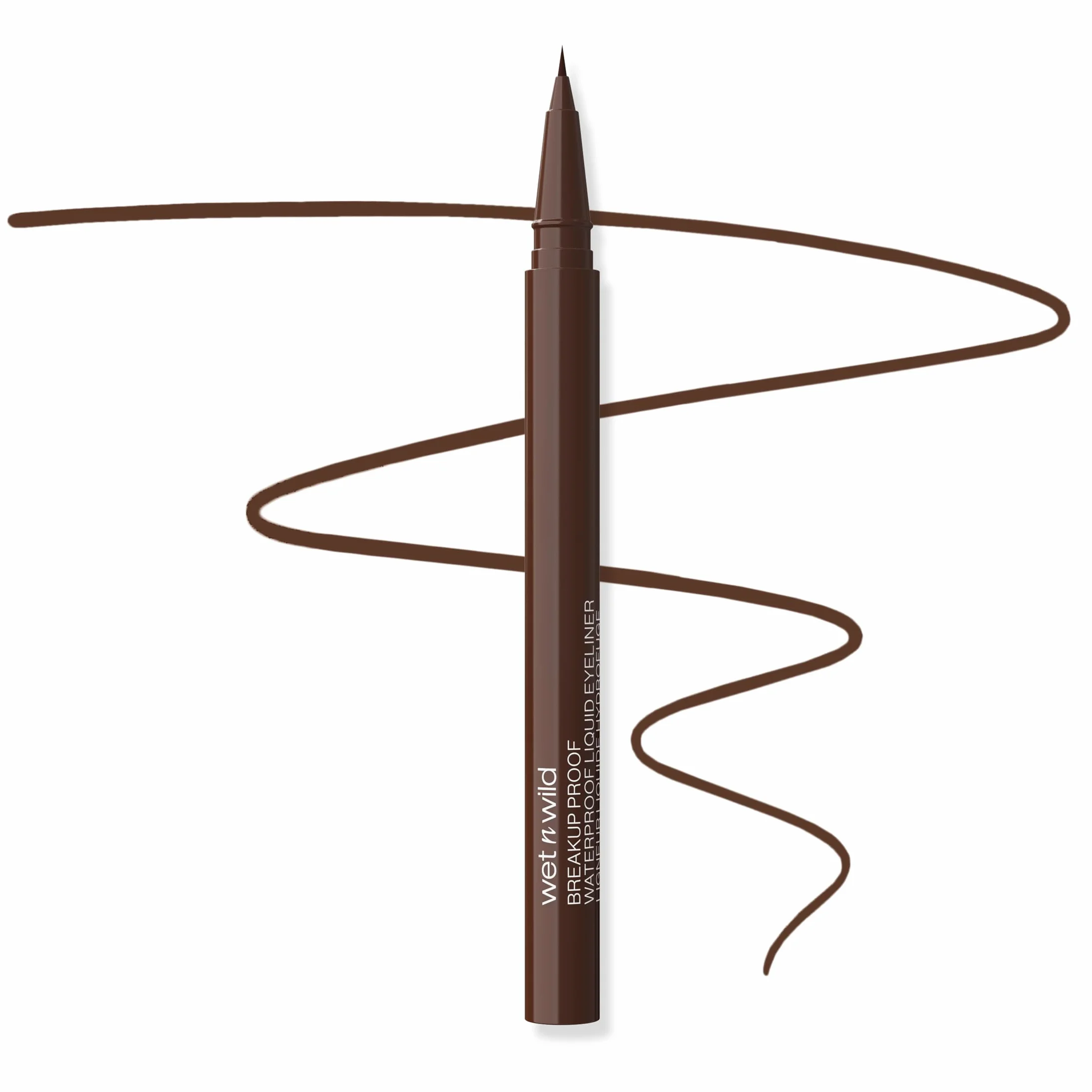 Wet n Wild Mega Last Breakup Proof Liquid Eyeliner, Brązowy Eyeliner w Pisaku, Wodoodporny, Szybkoschnący, Odporny na Rozmazywanie, 16-Godzinna Trwałość, Brown