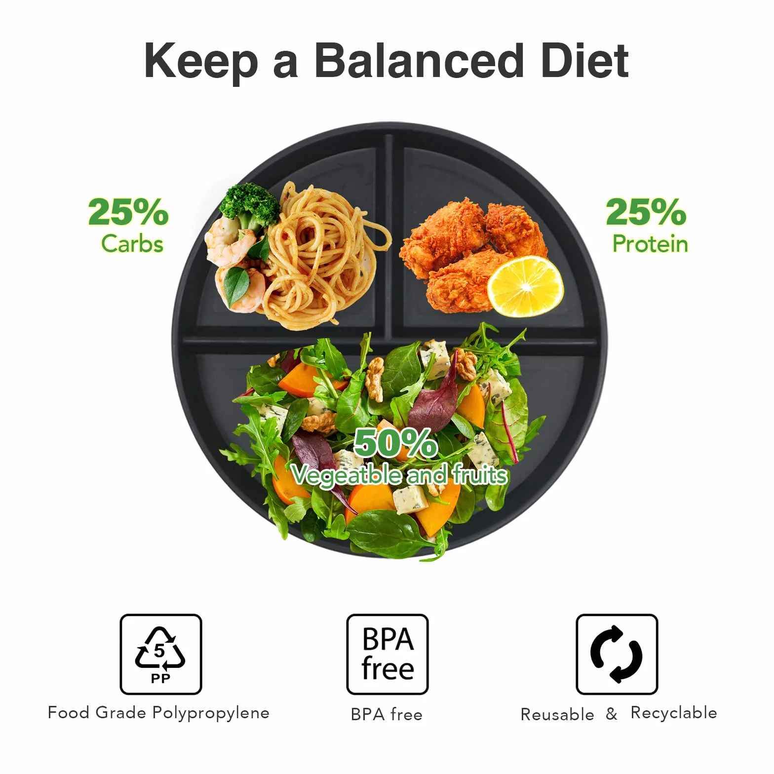 Zestaw 4 talerzy 22,8 cm plastikowe nietłukące się do mikrofali i zmywarki