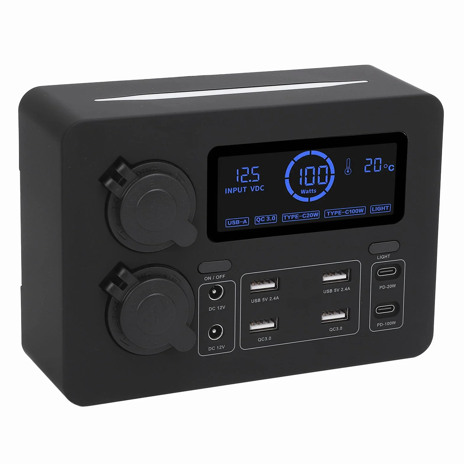 Mini Zasilacz 12V 100W Wyświetlacz LCD USB C Port QC3.0 4 Gniazdko Anderson Wielofunkcyjny Koncentrator Dystrybucji Zasilania do łodzi RV Samochód