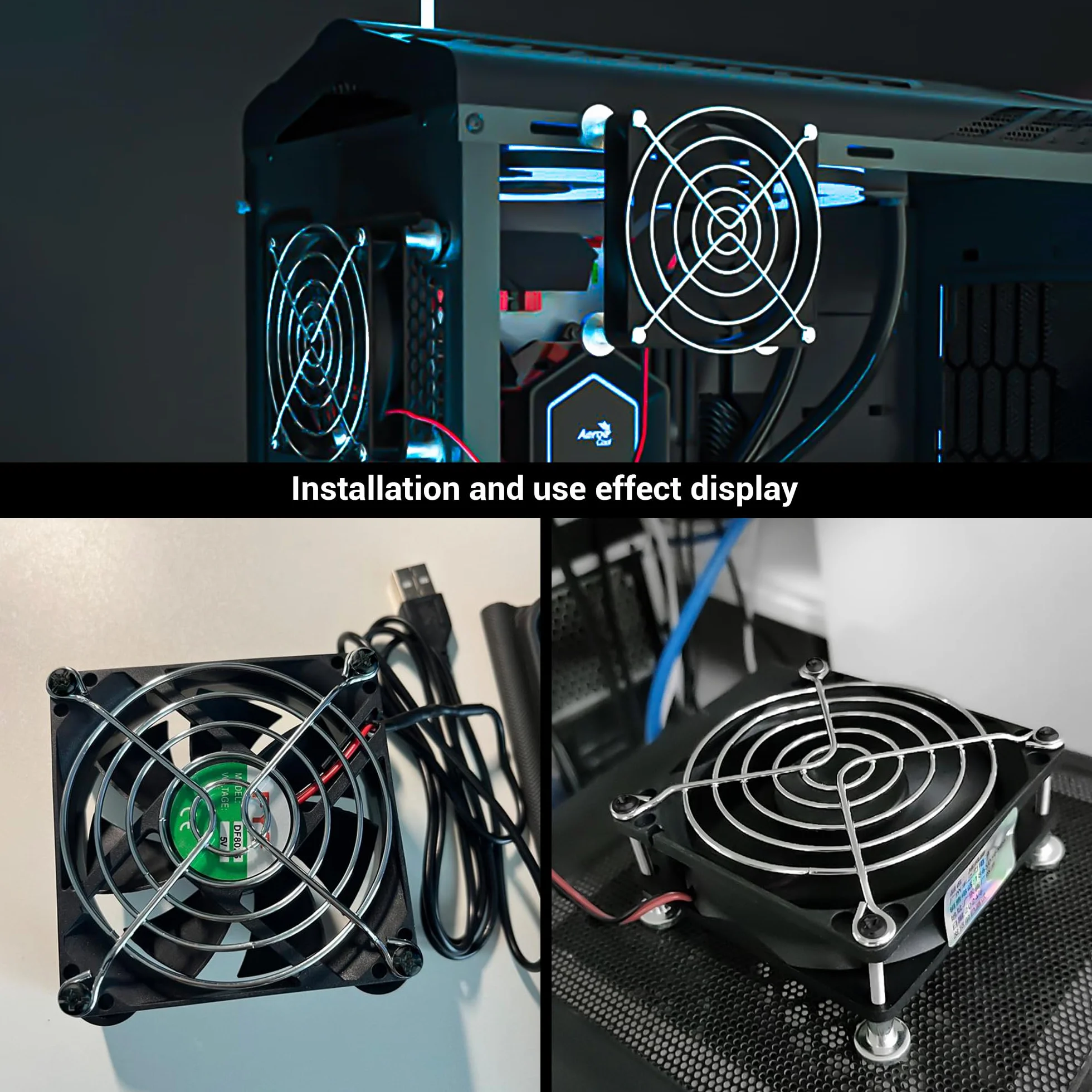 Fan Grill 80 mm - chromowane osłona wentylatora, kratka wentylatora, przepuszczająca powietrze, do drukarki 3D Akcesoria do wentylacji obudowy komputera (4 sztuki srebrne)