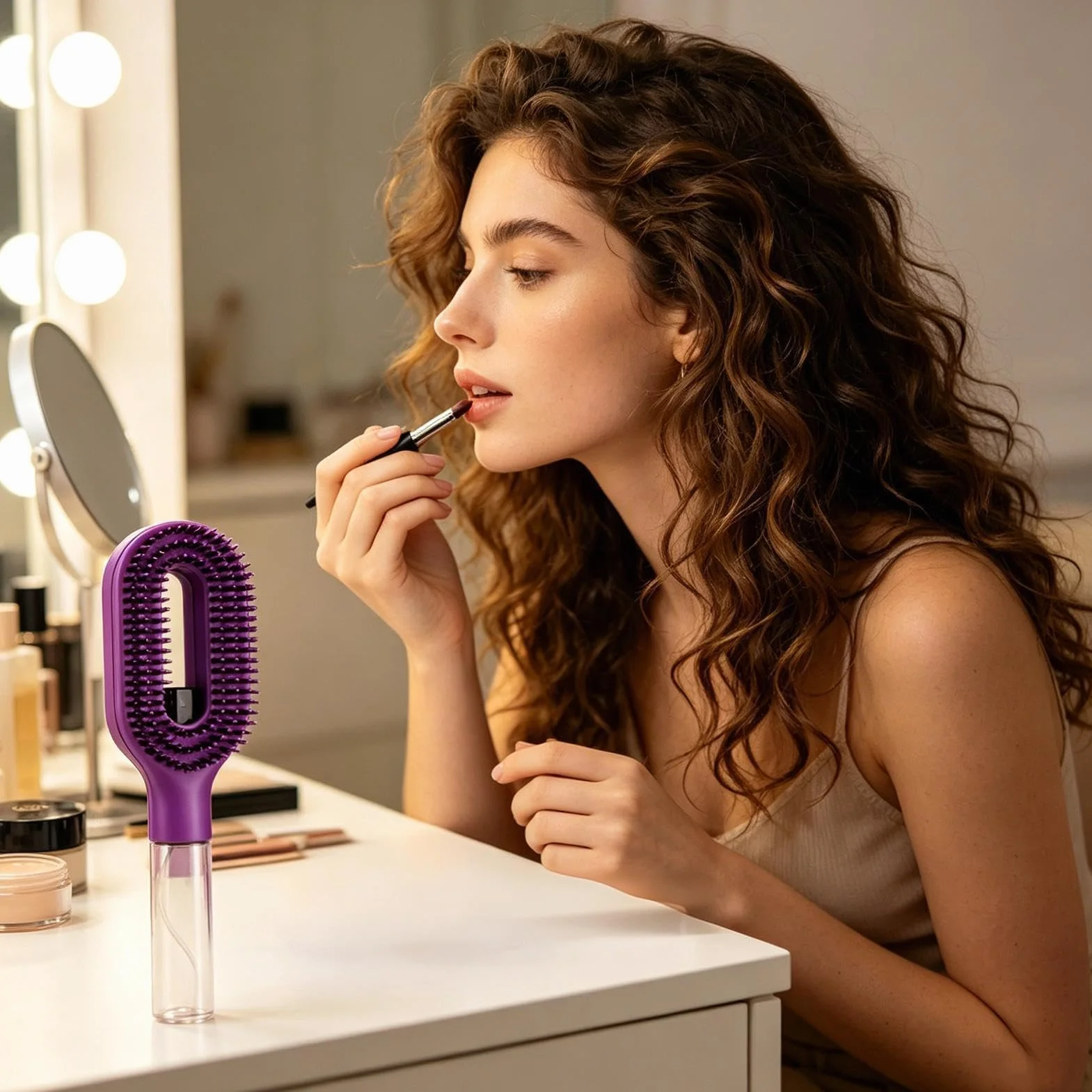 Narzędzie do strzyżenia włosów w sprayu Comb, szczotka do destylacji włosów, zapobiegająca Frizz z systemem wody, urządzenie do pielęgnacji włosów Quick Refresh, przenośne akcesoria do przerabiania