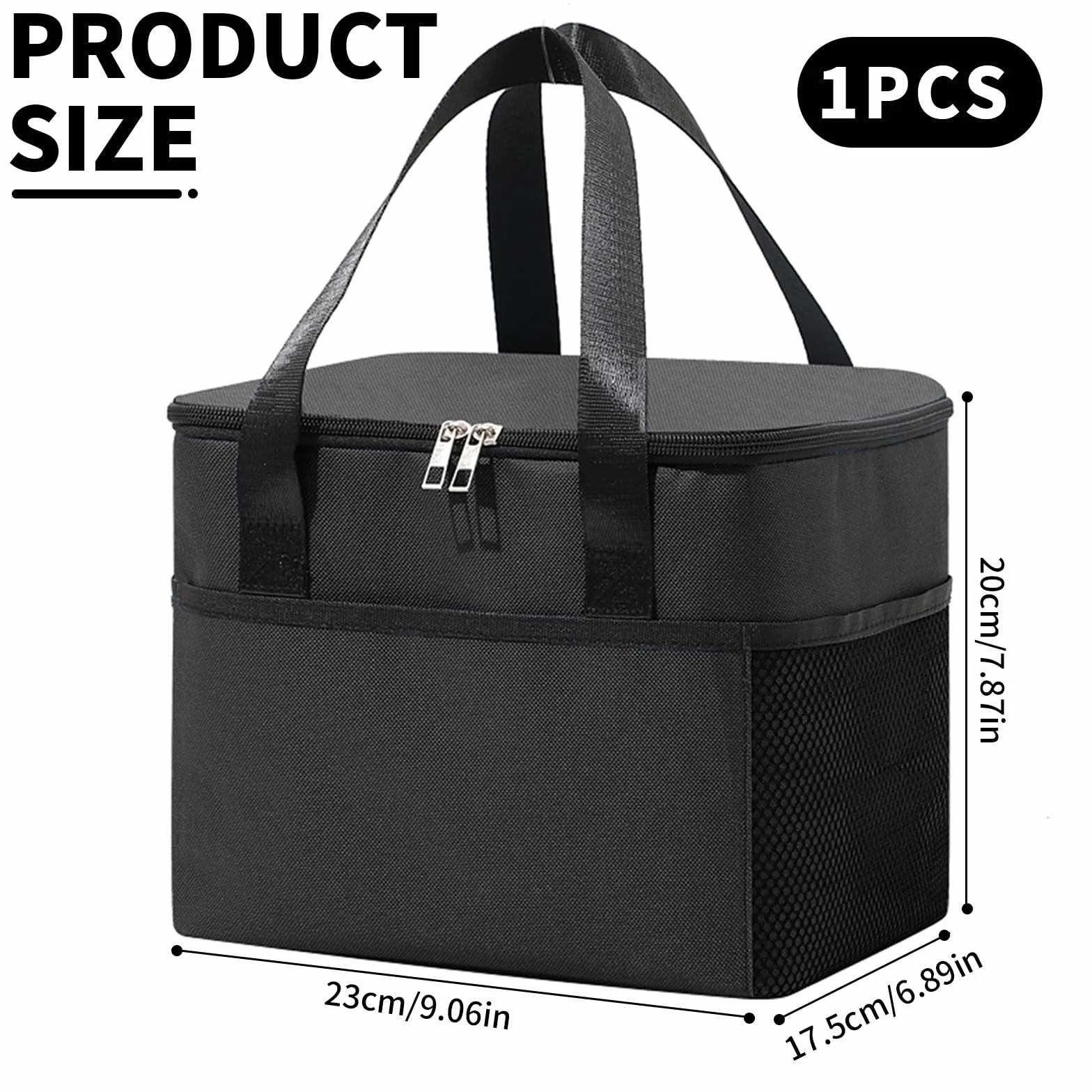 Składana torba termoizolacyjna na lunch, termiczny pojemnik na lunch 8 l, torba na lunch, 23 x 17,5 x 20 cm, zmywalna aluminiowa podszewka, izolacja termiczna i chłodzenie