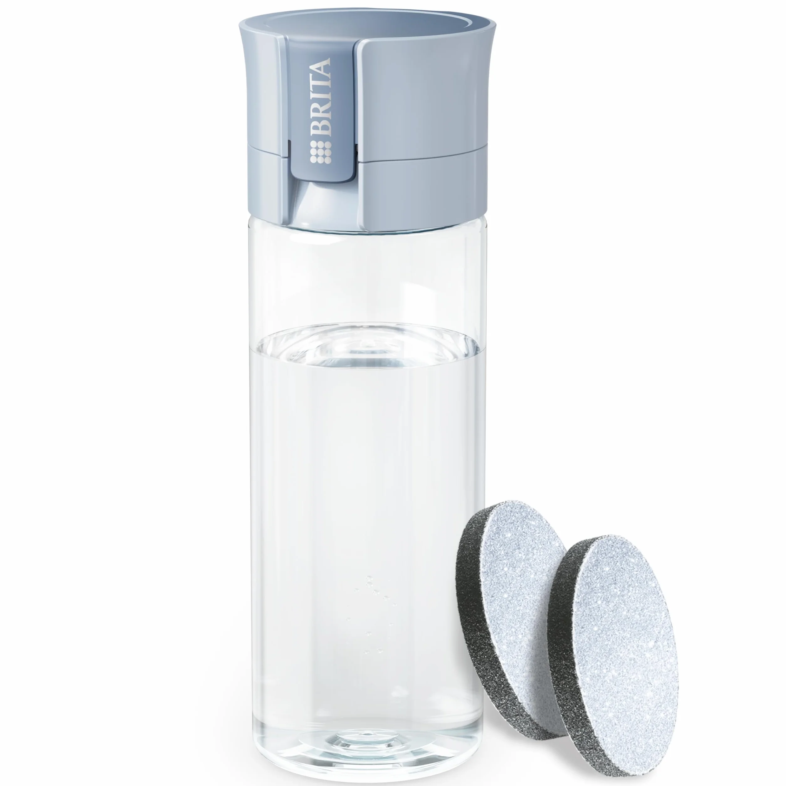 BRITA Butelka filtrująca Vital pastelowy błękit (0,6l) zawiera 2 filtry MicroDisc - filtruje chlor, zanieczyszczenia, hormony i pestycydy, zachowuje cenne minerały