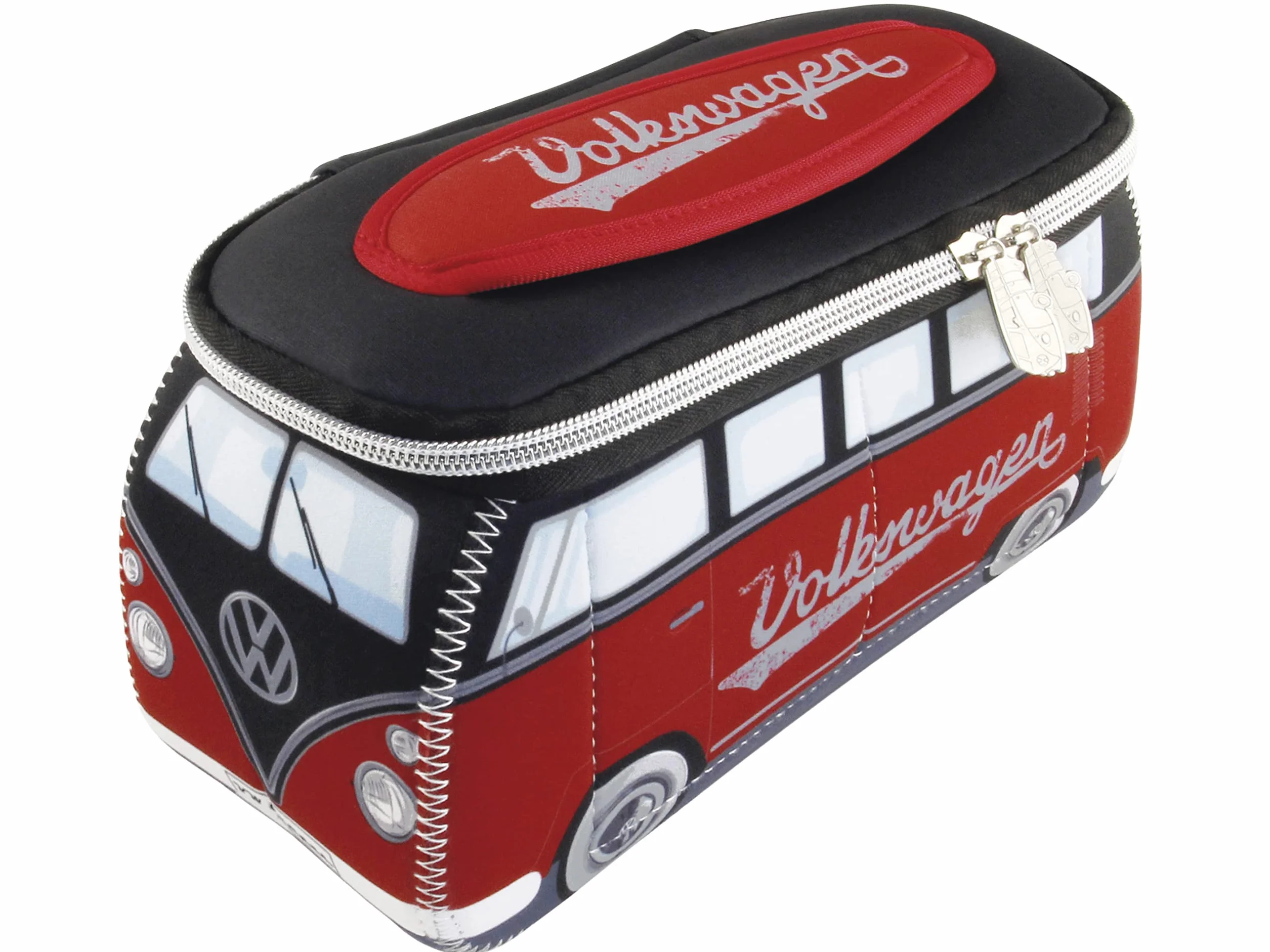 BRISA VW Collection - Volkswagen neoprenowa uniwersalna kosmetyczka na kosmetyki do makijażu podróżna torba apteczna w stylu autobusu T1 (czerwony/czarny/duży)