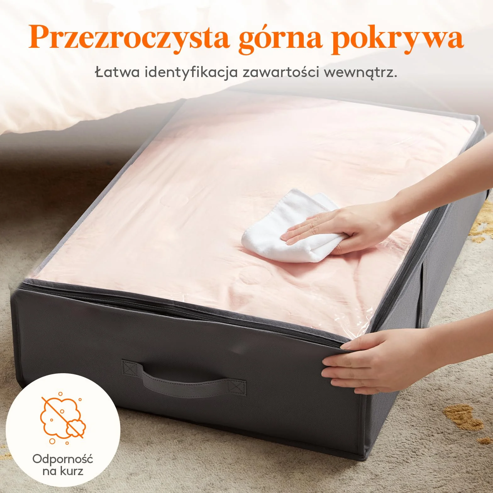 Lifewit Pojemniki Do Przechowywania Pod Łóżko 2 sztuki 40L Duża Pojemność Torby Do Przechowywania Koców Ze Wzmocnionym Uchwytem Szary