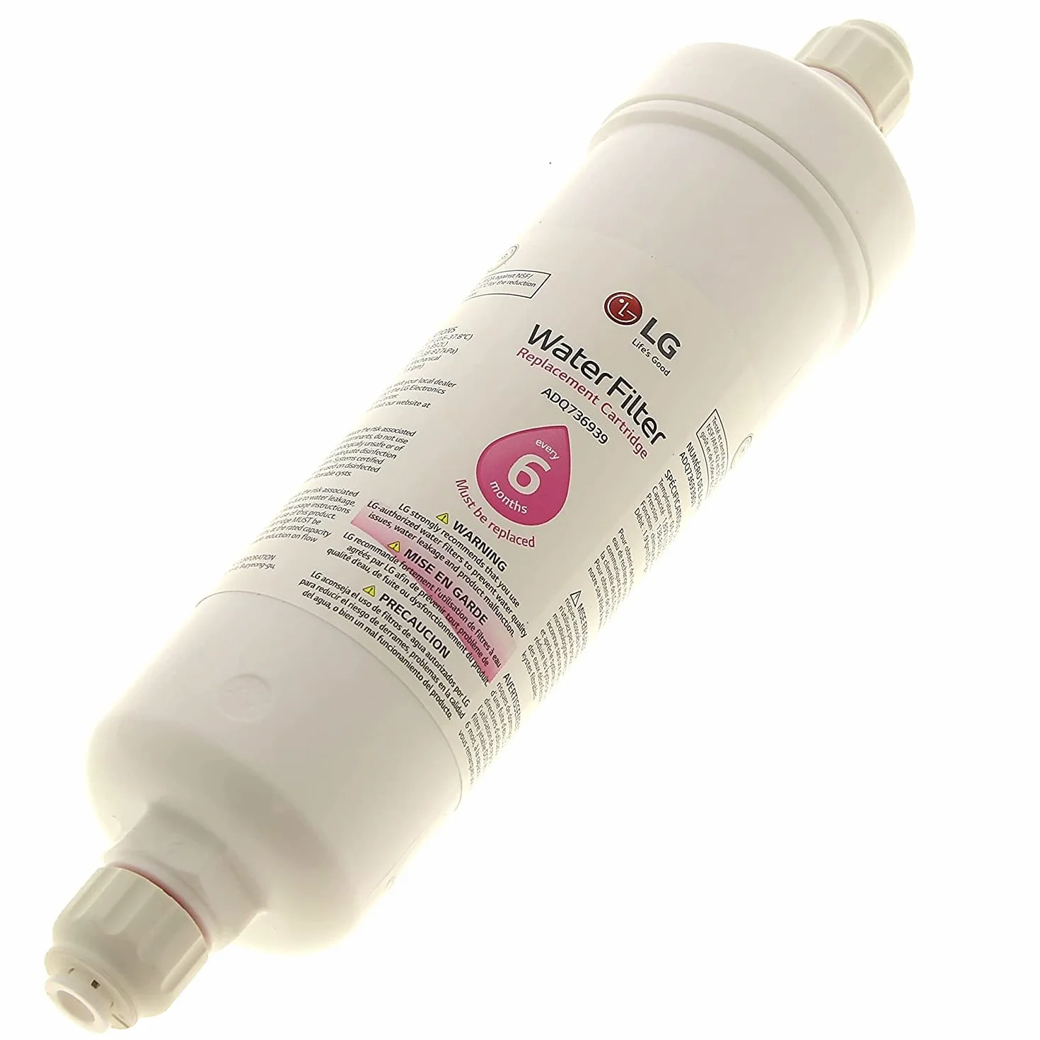 LG ADQ73693901 Zapasowy wkład filtra wody do lodówki "Push Fit Fitting" (1 sztuka)