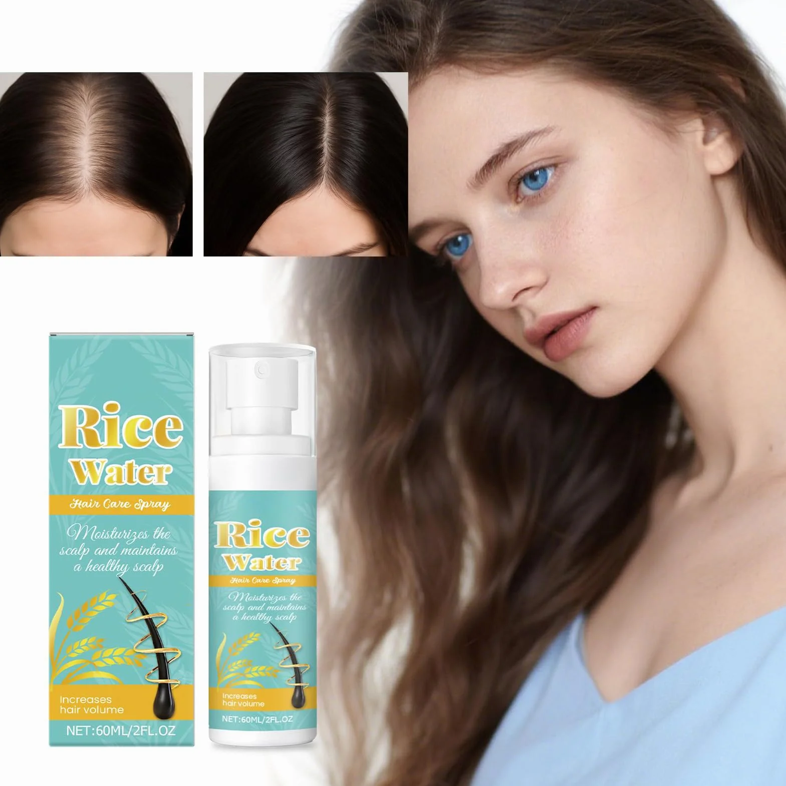 Hair Helper Spray | 60 ml odżywczy spray do zagęszczania włosów | produkty kosmetyczne do pielęgnacji skóry głowy, codzienna stylizacja, do salonu fryzjerskiego, na specjalne okazje, zastosowanie w
