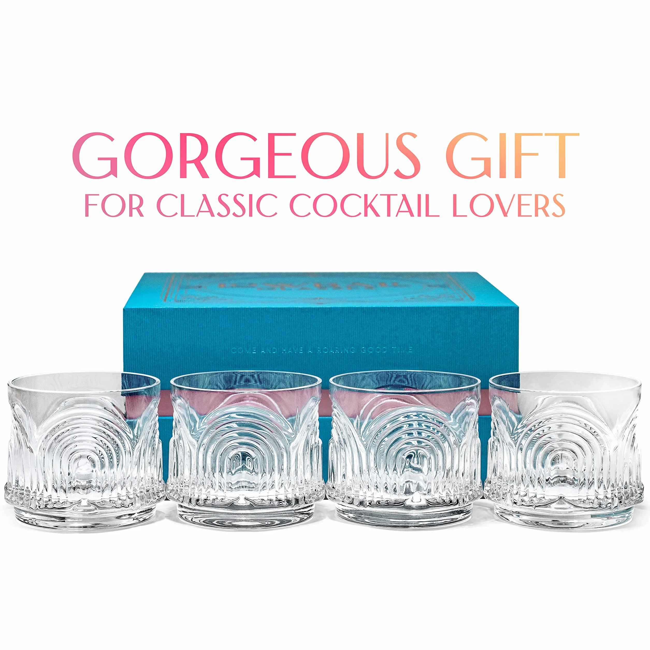 GLASSIQUE Kieliszki koktajlowe vintage art deco 4 sztuki 260 ml kryształowe