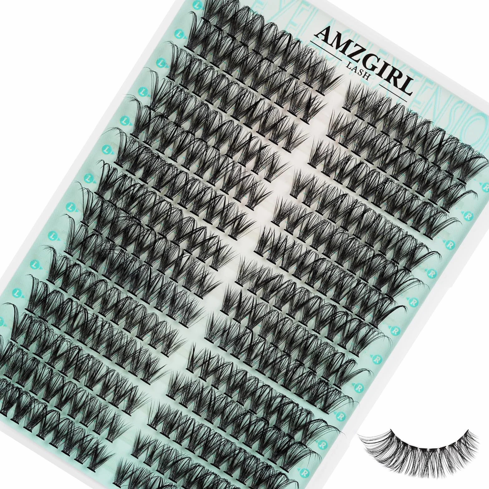 Dopinki do rzęs "zrób to sam" Cluster Lashes, 280 szt., lewe i prawe rzęsy, pojedyncze rzęsy 40D, D Curl Cluster, przedłużenie rzęs do samodzielnego stosowania, cienka taśma, kocie oko (40D, mieszanka