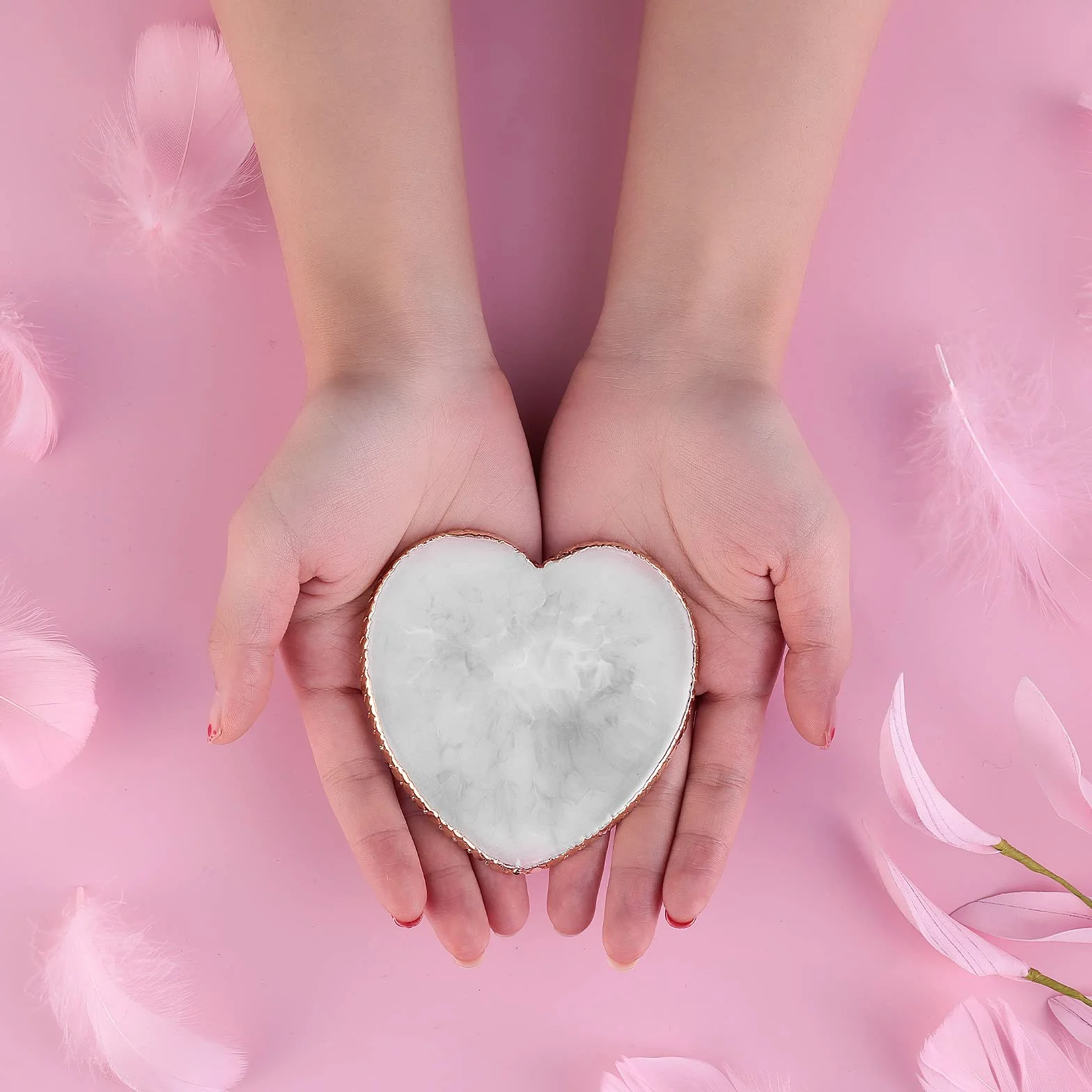Sibba Żywica Nail Art Paleta Mieszanie Palety Płytka Mieszanie Kolorów Polski Złoty Obwódka Uchwyt Na Paznokcie Tablica W Kształcie Serca Narzędzia Kosmetyczne