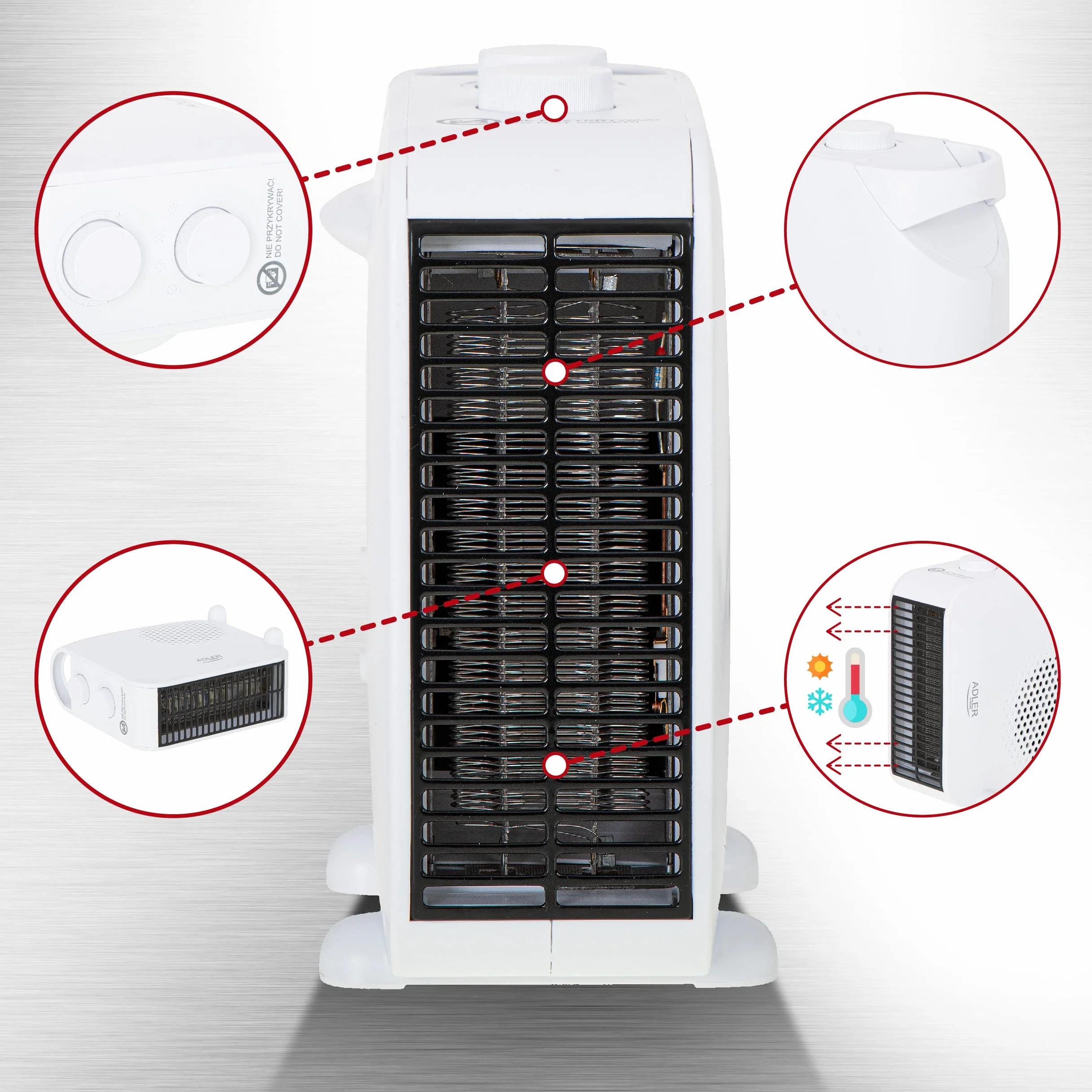 ADLER EUROPE 7725 Termowentylator biały
