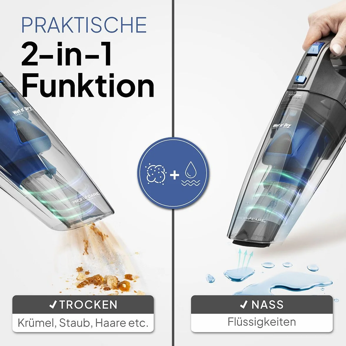 Proficare Wet N' Dry Odkurzacz Ręczny 2640W 14.8V Niebieski