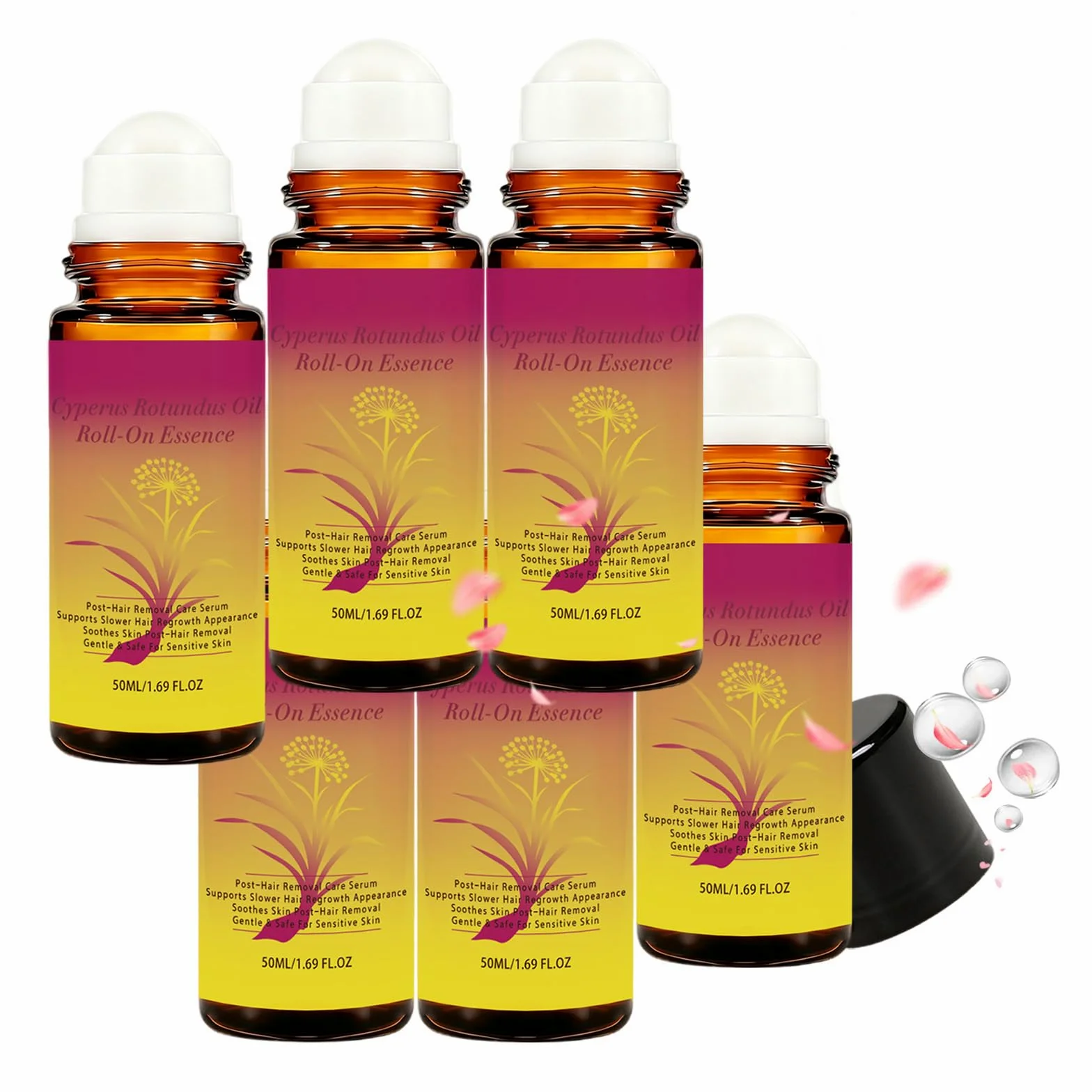 Cyperus Rotundus Roll-On serum olejkowe, naturalne do zmniejszenia porostu włosów na ciele, poprawy porów, łagodzenia zaczerwienienia i podrażnień, olejek hamujący porost włosów pod pachami, nogami (6