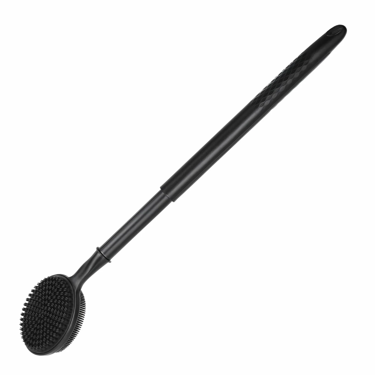 Wiseten Silikonowa szczotka do ciała, szczotka do szorowania pleców z długim chowanym uchwytem 43–60 cm, dwustronna szczotka prysznicowa do złuszczania i masażu pod prysznic, może wytwarzać bogatą