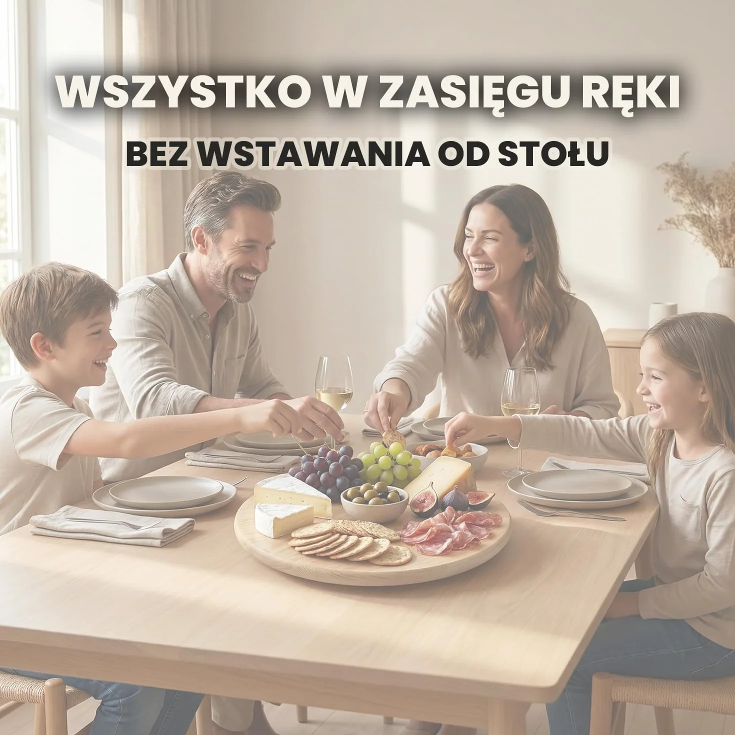 Drewniany talerz obrotowy 40 cm okrągła platforma do serwowania na stół