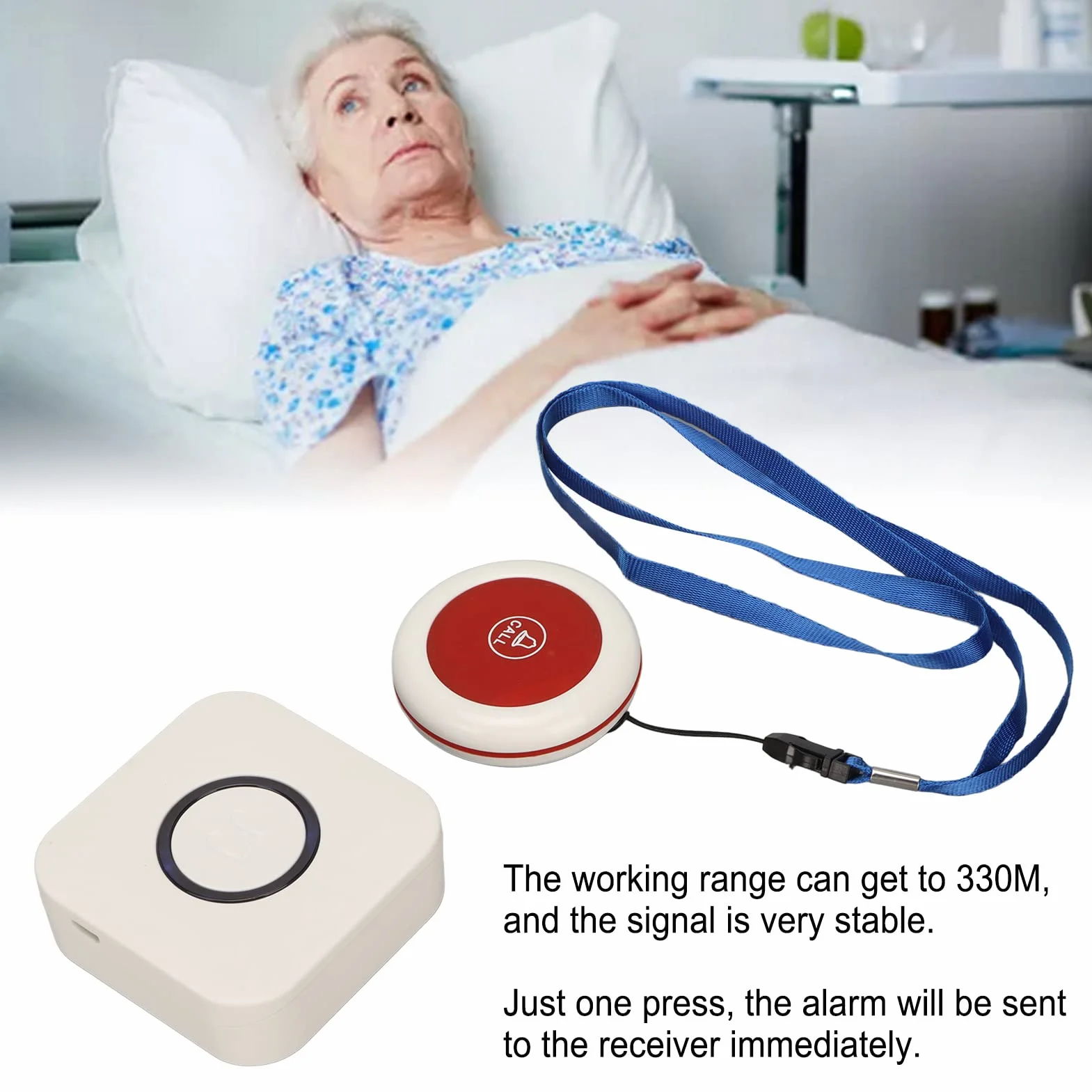 Caregiver Pager Wireless, Caregiver Call Button Systems For Seniors, Fall Alert Devices For Seniors, Help Buttons With Necklace, 38 Music 4 Level Volume