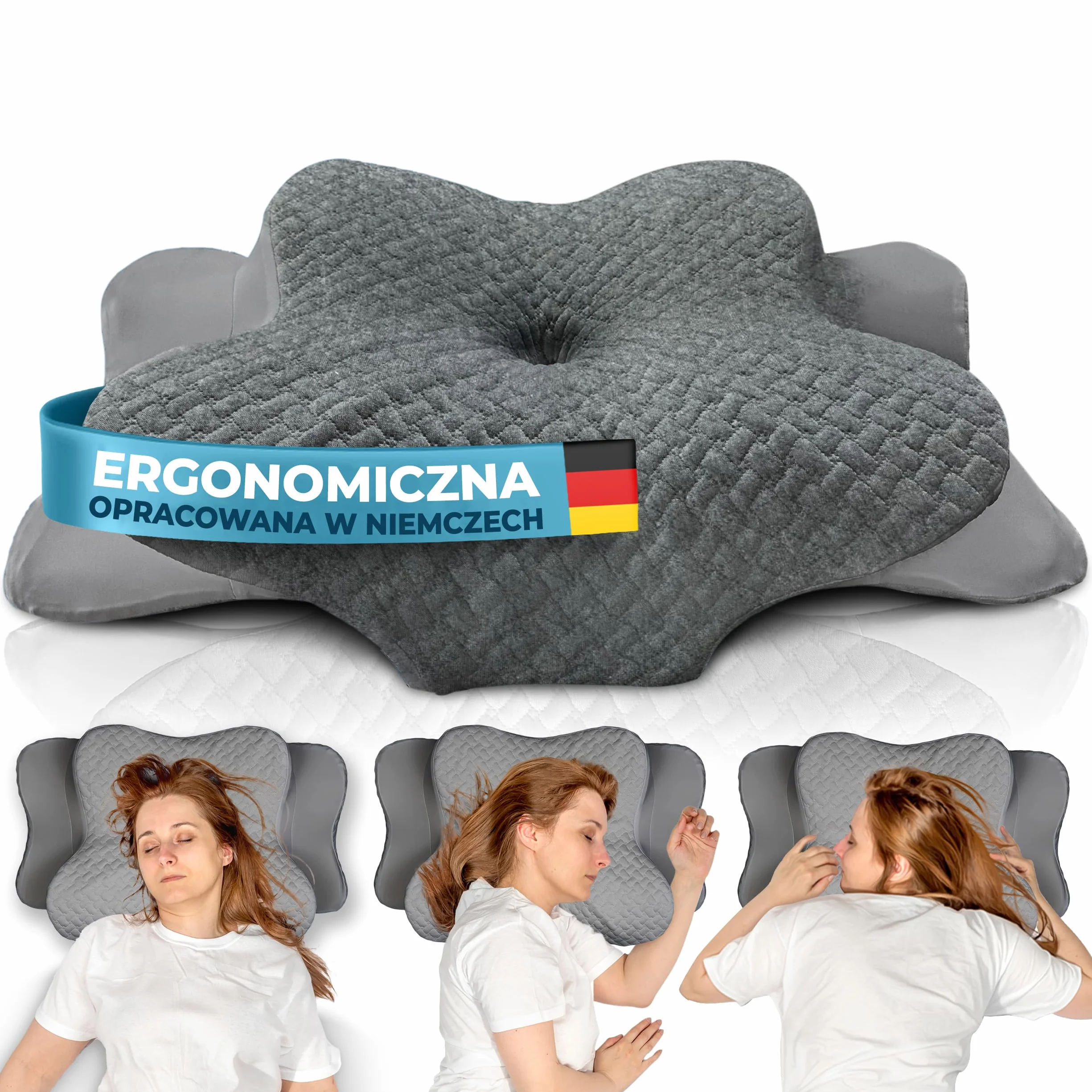 GLÜCKSTOFF Memory Foam Poduszka Ergonomiczna Miękka Oddychająca z Pokrowcem z Bambusa