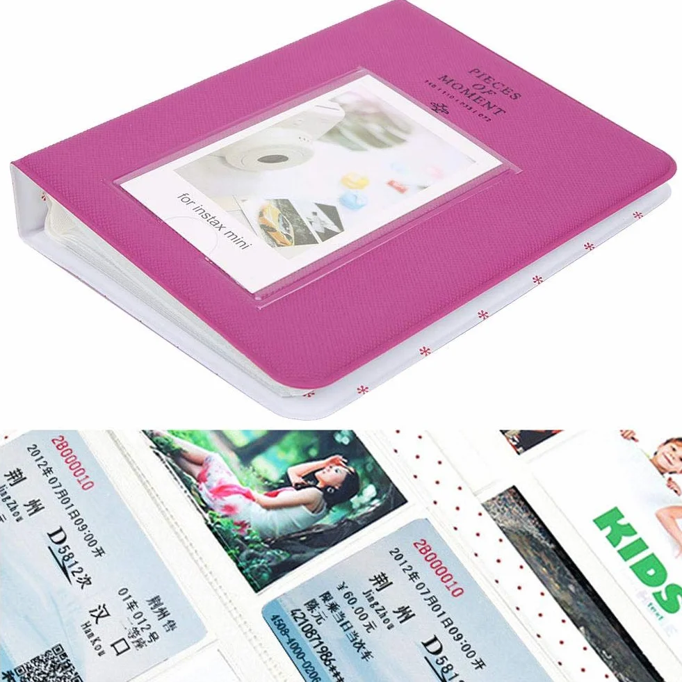 Mini album fotograficzny 3-calowy 64 kieszonkowy dla Instax Mini 9/8/8+, 25 x 14 x 0,3 cm